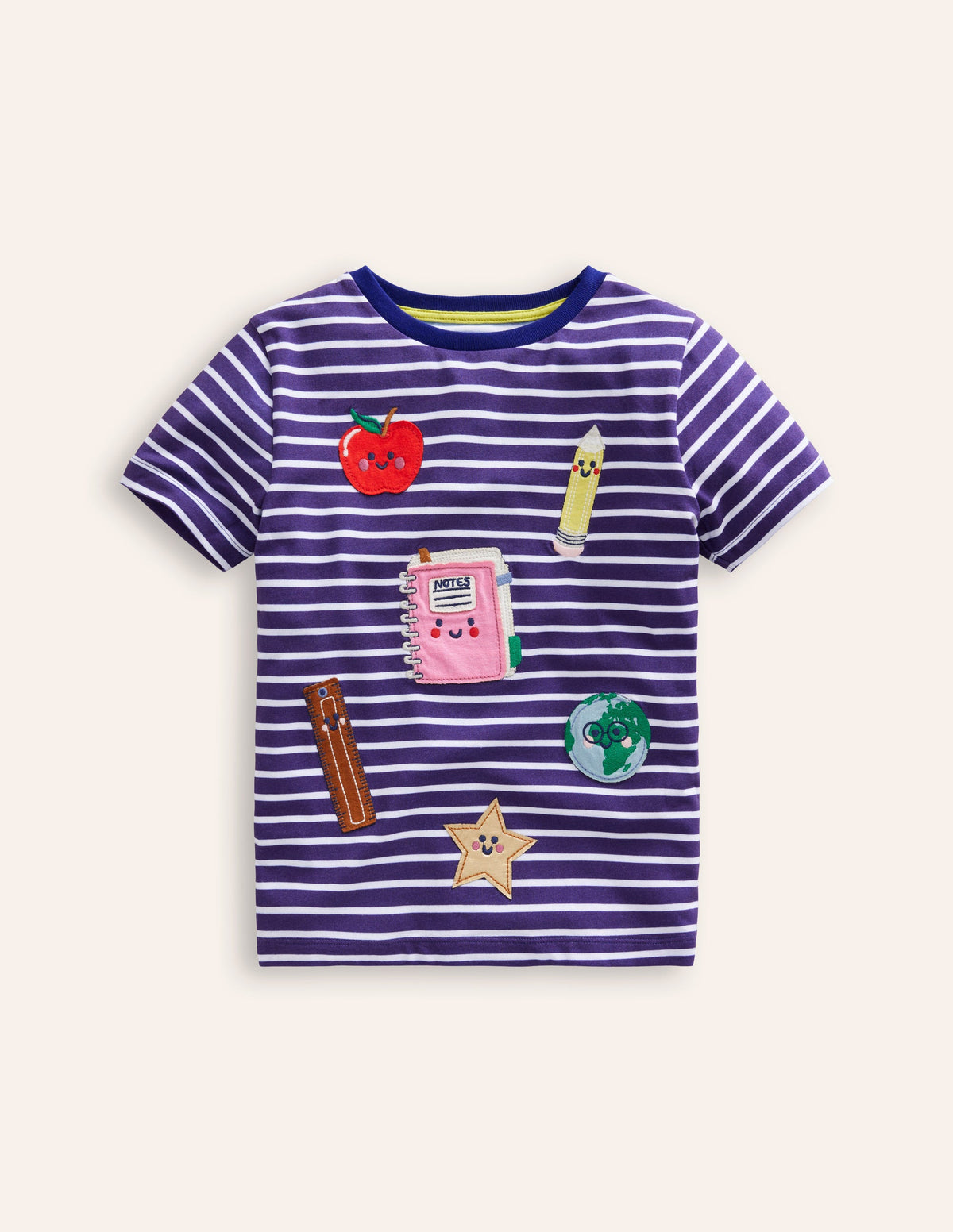 T-Shirt mit Applikation-Saphir/Naturweiß Schulutensilien - Image 1