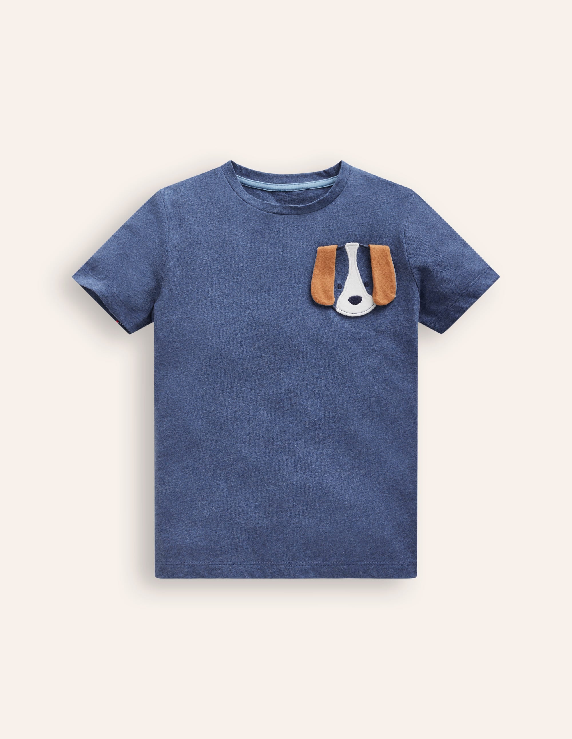 T-Shirt mit appliziertem Motiv-Steuerbord-Blau Meliert - Image 3