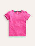 Ali T-Shirt mit Puffärmeln und Bommeln-Erdbeerrosa