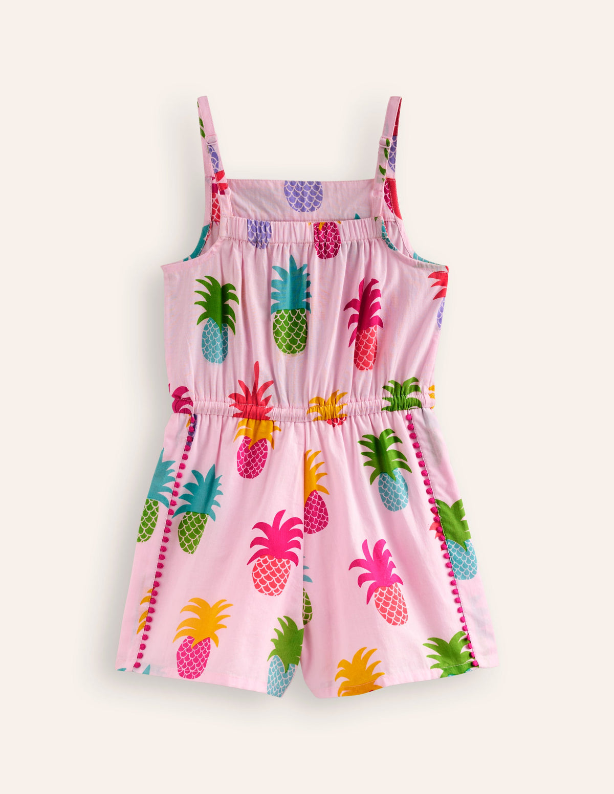 Woven Holiday Playsuit-Blooming Pink Pineapples - Image 2