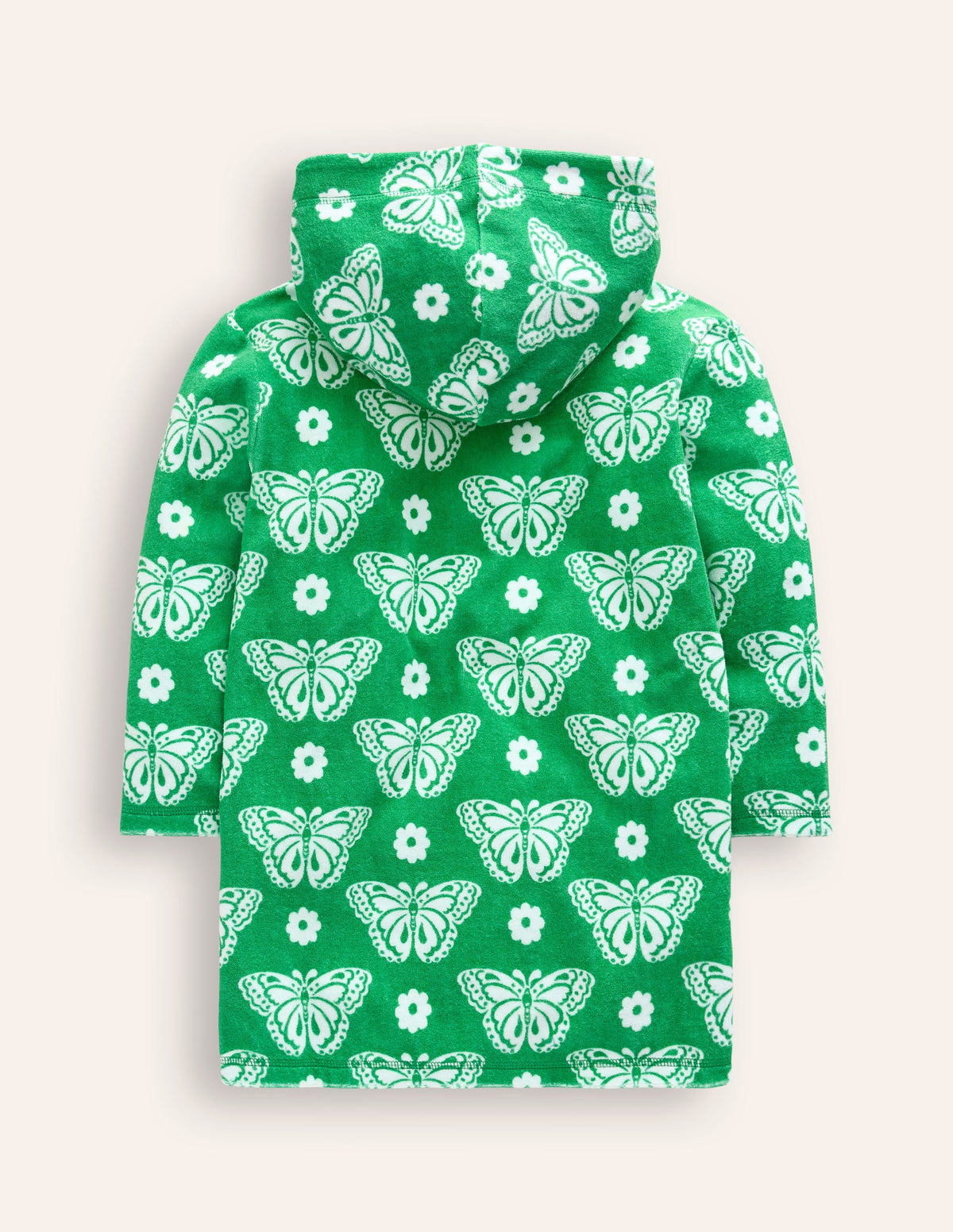 Frottee-Badeponcho-Erbsengrün Schmetterlingsmuster-2