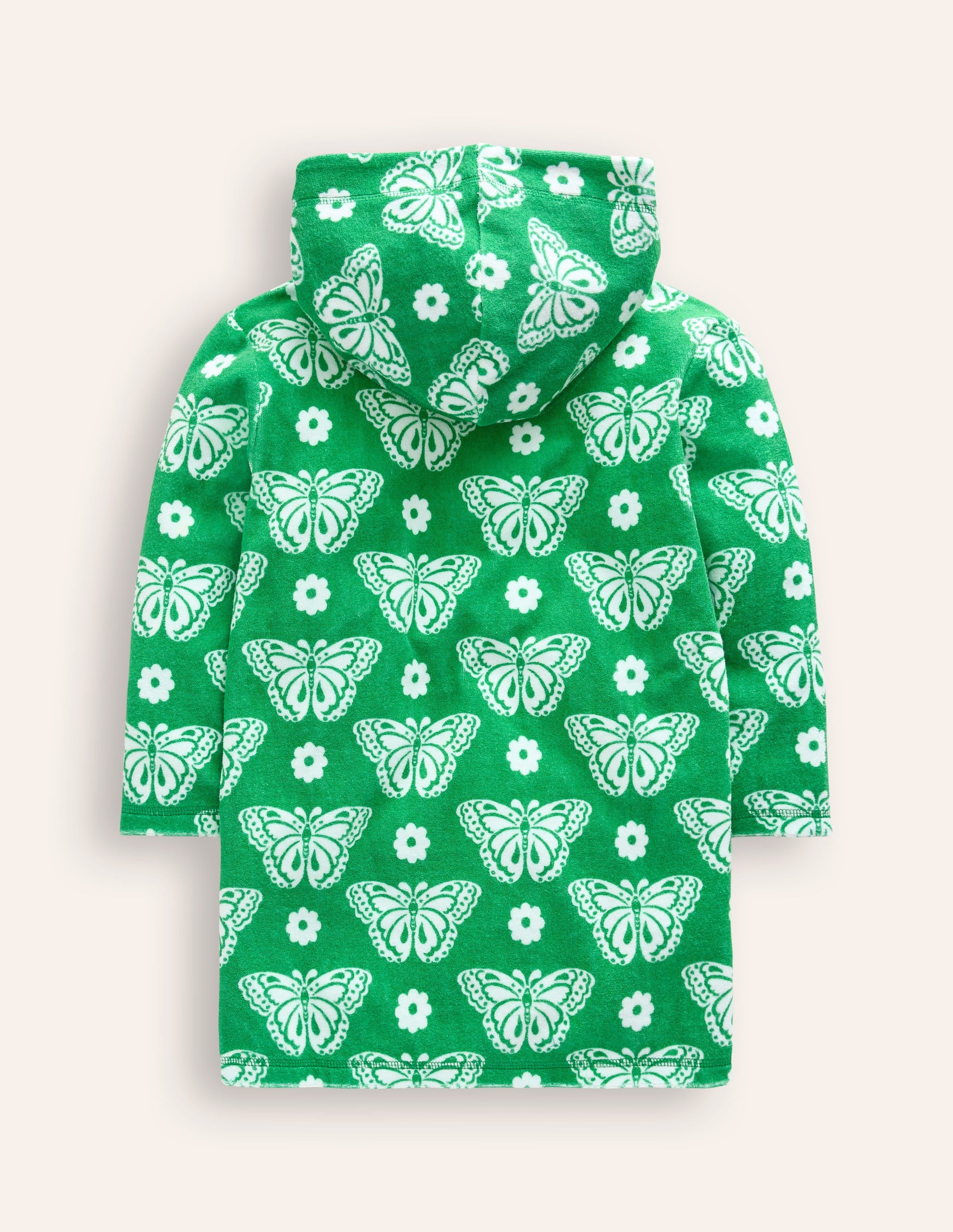 Frottee-Badeponcho-Erbsengrün Schmetterlingsmuster - Image 2