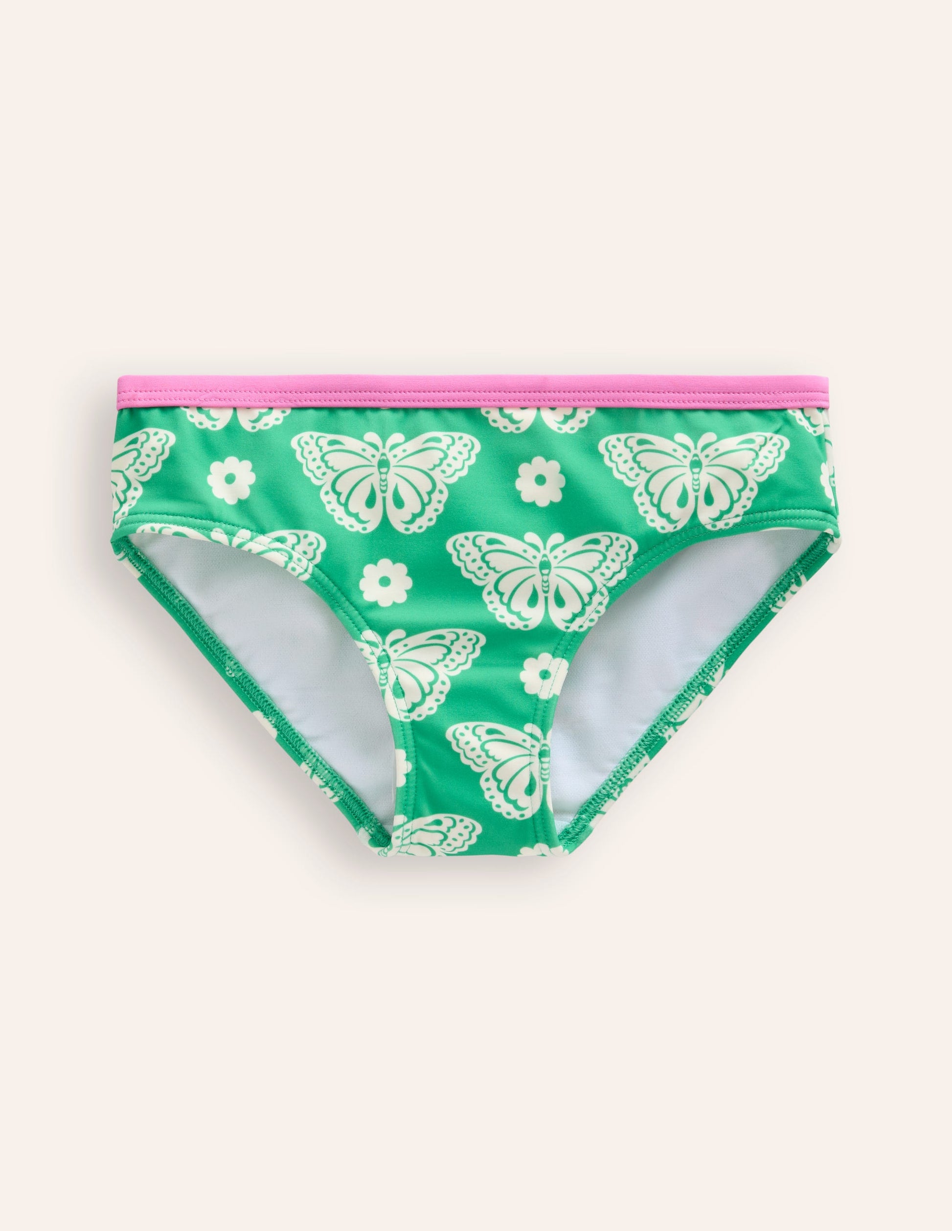Gemusterte Bikinihose-Erbsengrün Schmetterlingsmuster-1