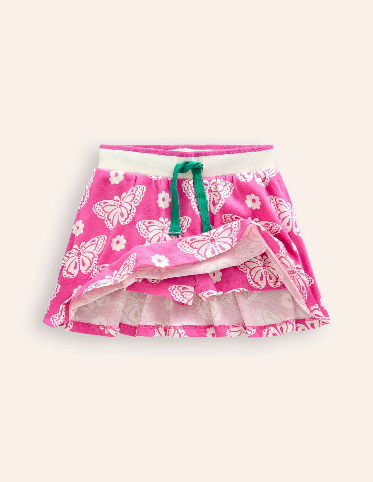 Printed Jersey Skort-Pink Butterfly Stamp-4