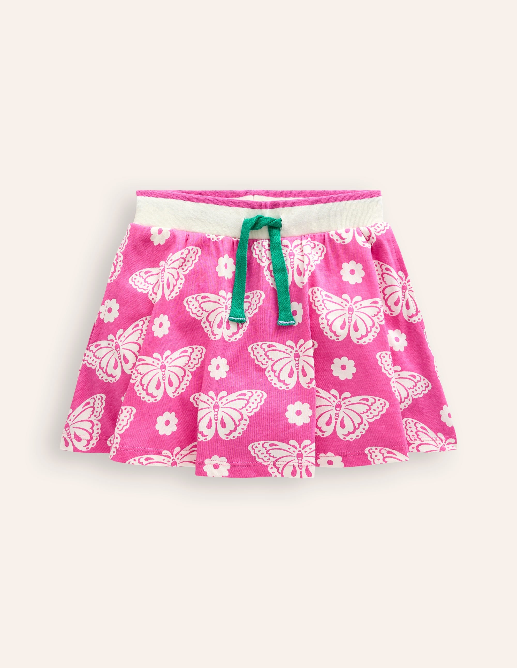 Gemusterter Jersey-Skort-Hellrosa, Erdbeermuster - Image 1