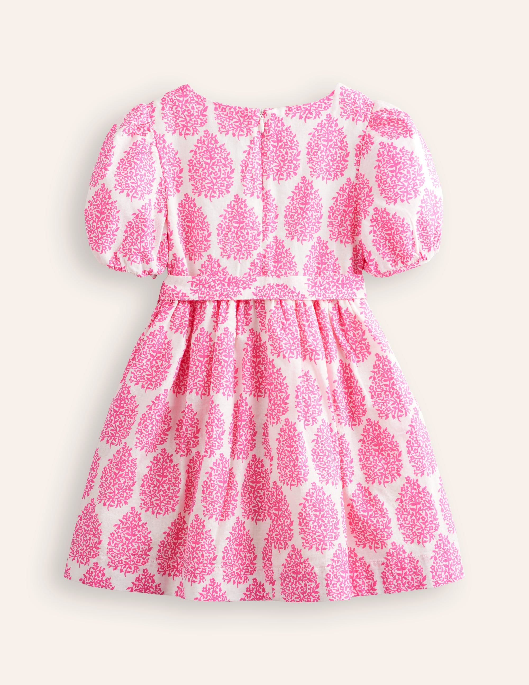 Vintage-Kleid aus Baumwolle und Leinen-Rosa Blümchen Paisleymuster - Image 5