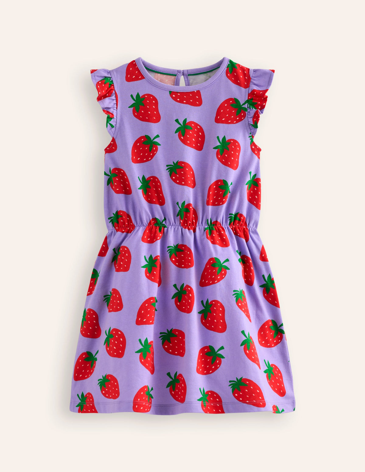 Jerseykleid mit Rüschenärmeln-Parmaviolett Erdbeeren - Image 1