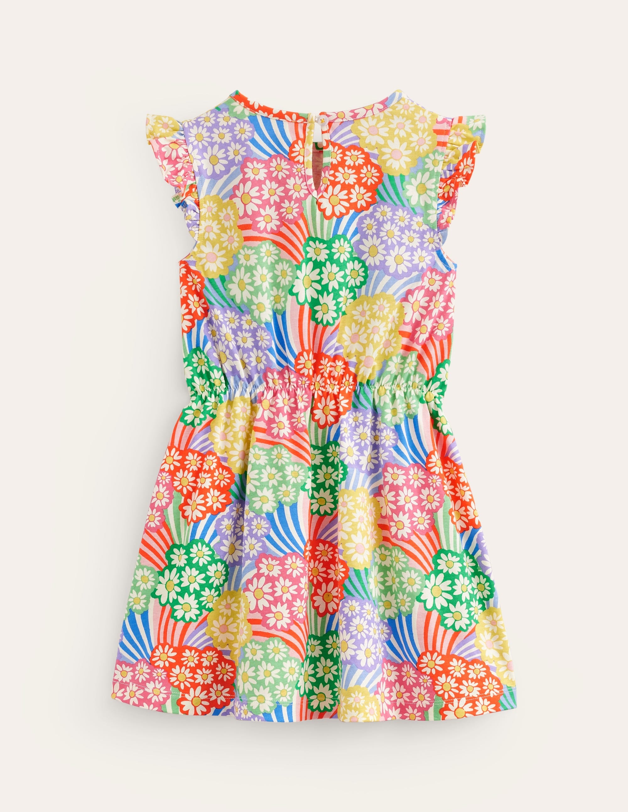 Jerseykleid mit Rüschenärmeln-Bunt Regenbogen Gänseblümchen - Image 2
