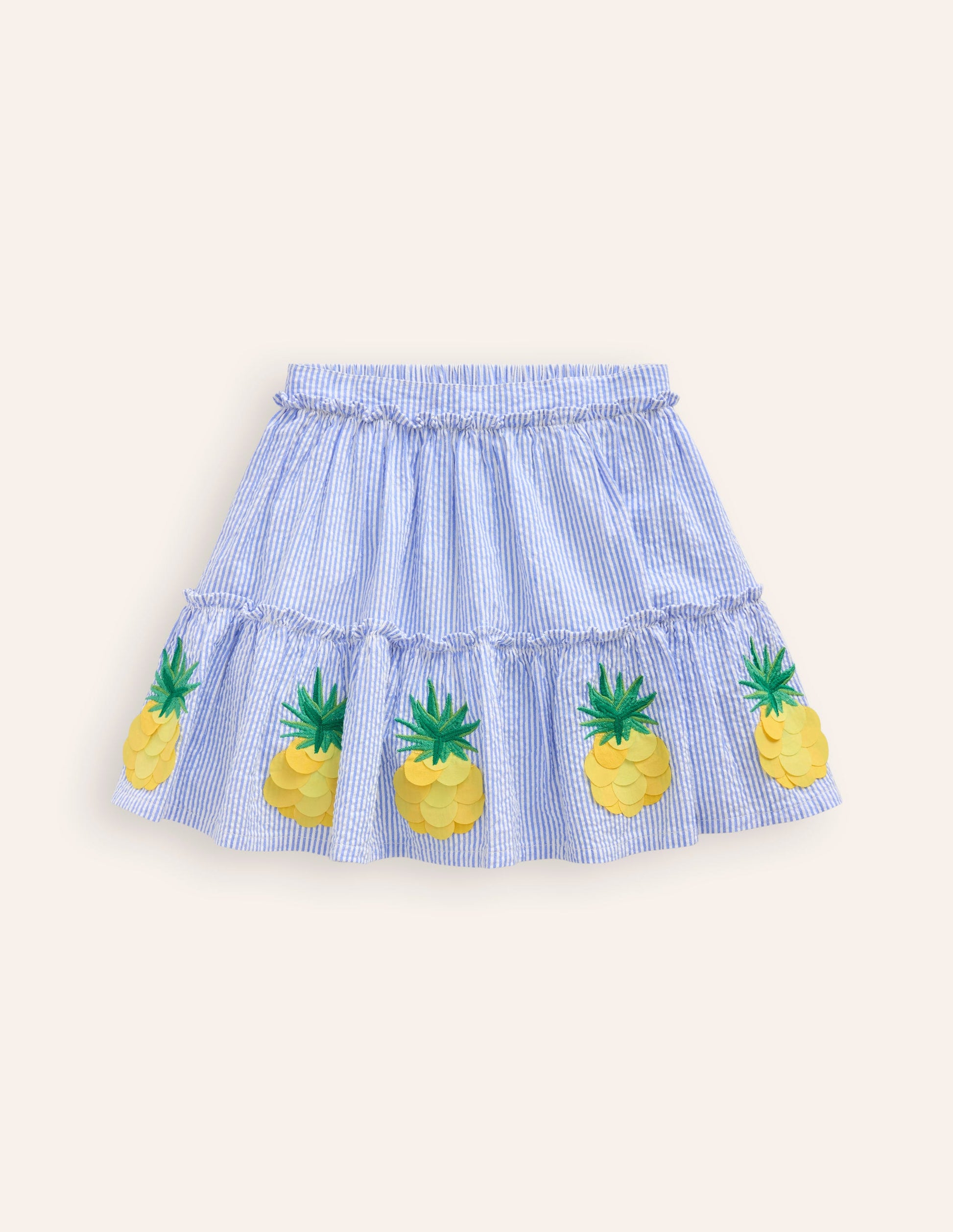 Rock mit Applikation-Naturweiß/ Surfblau Ananas-1