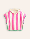 Sweat à capuche façon poncho en éponge-Milkshake fraise/ivoire