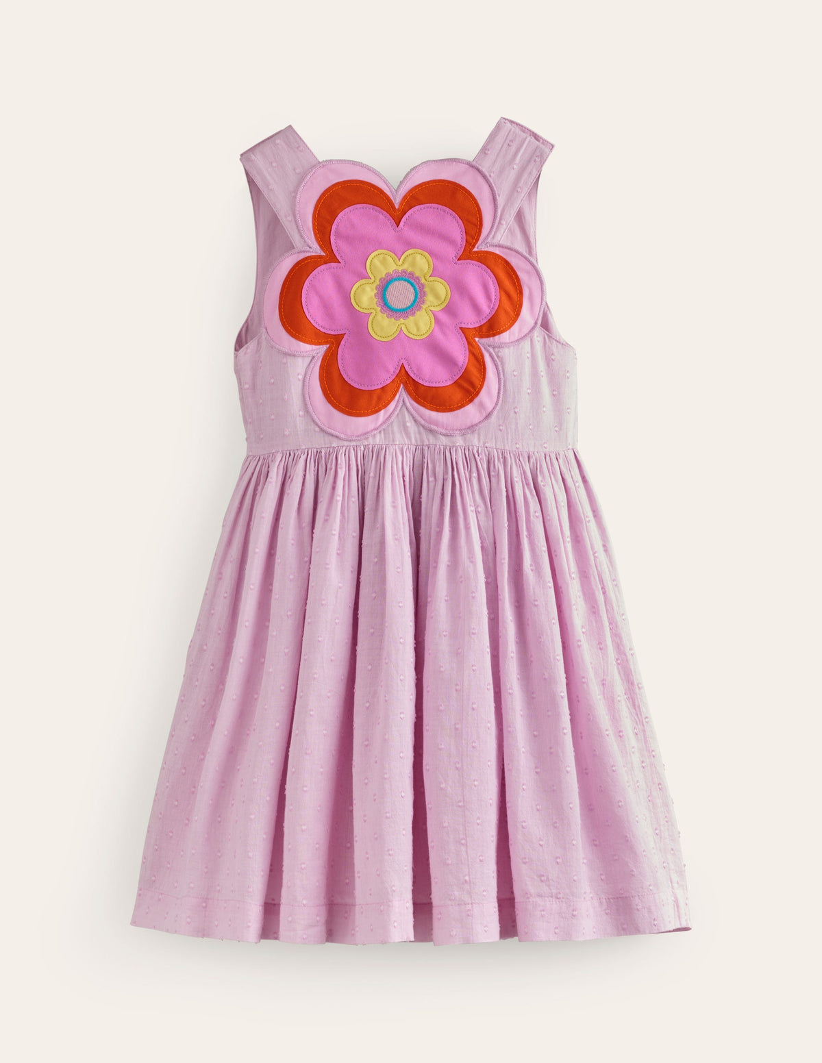 Robe à appliqué au dos-Fleur rose amande sucrée-2