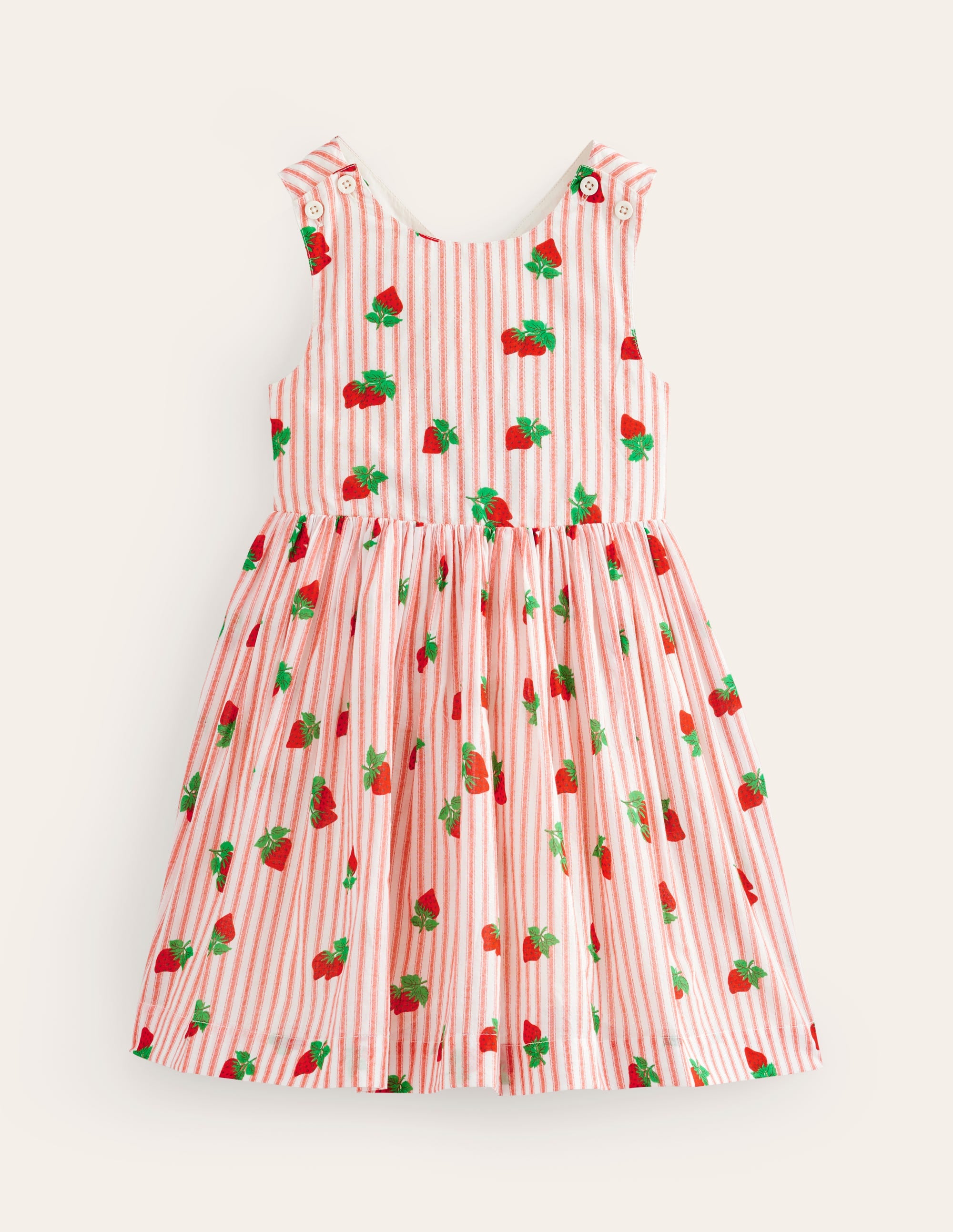 Robe à dos croisé-Rayé fraise vintage - Image 1