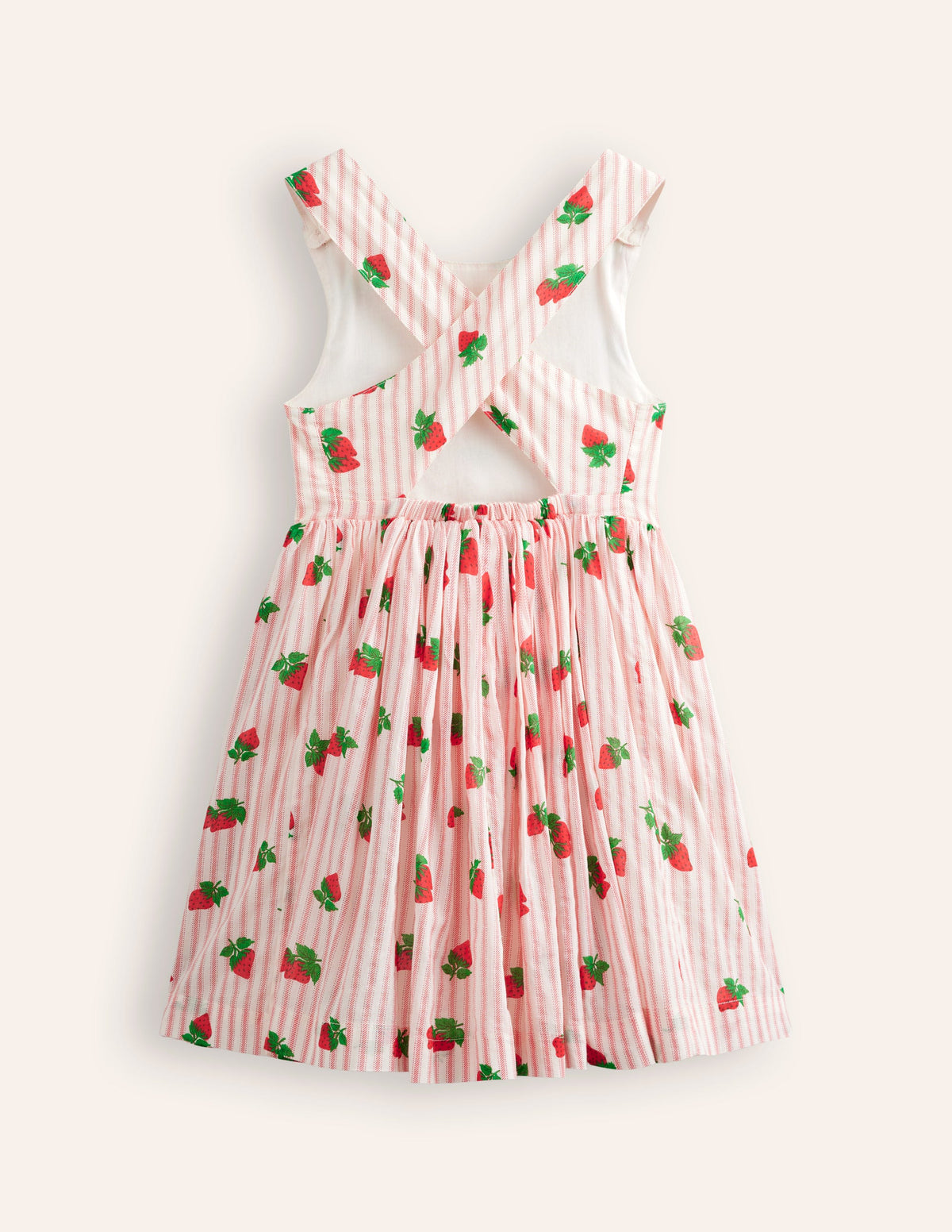 Robe à dos croisé-Rayé fraise vintage - Image 2