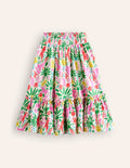 Printed Jersey Midi Skirt-Multi Rainbow Palm