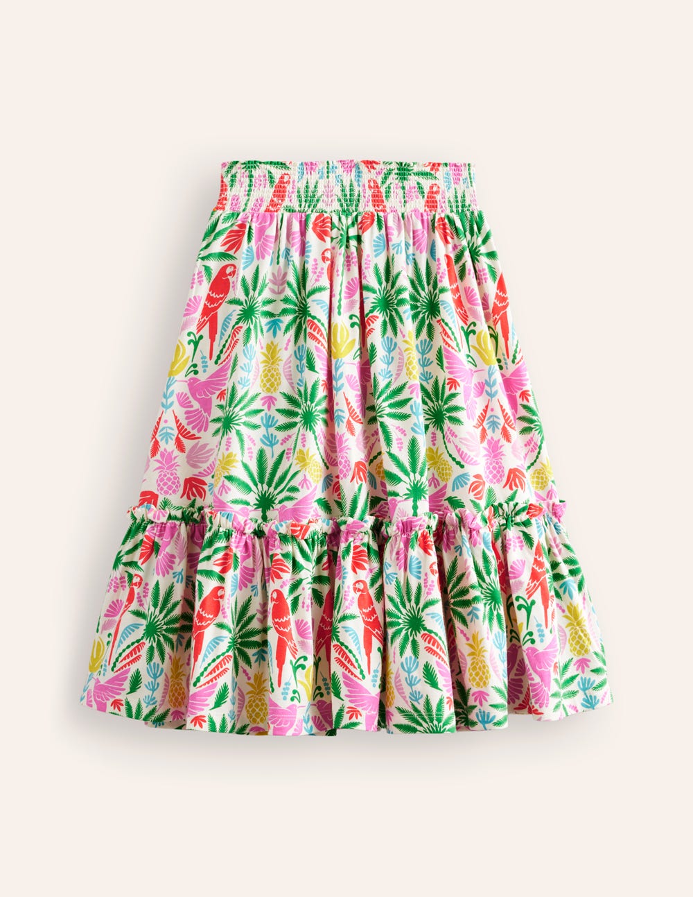 Printed Jersey Midi Skirt-Multi Rainbow Palm-2