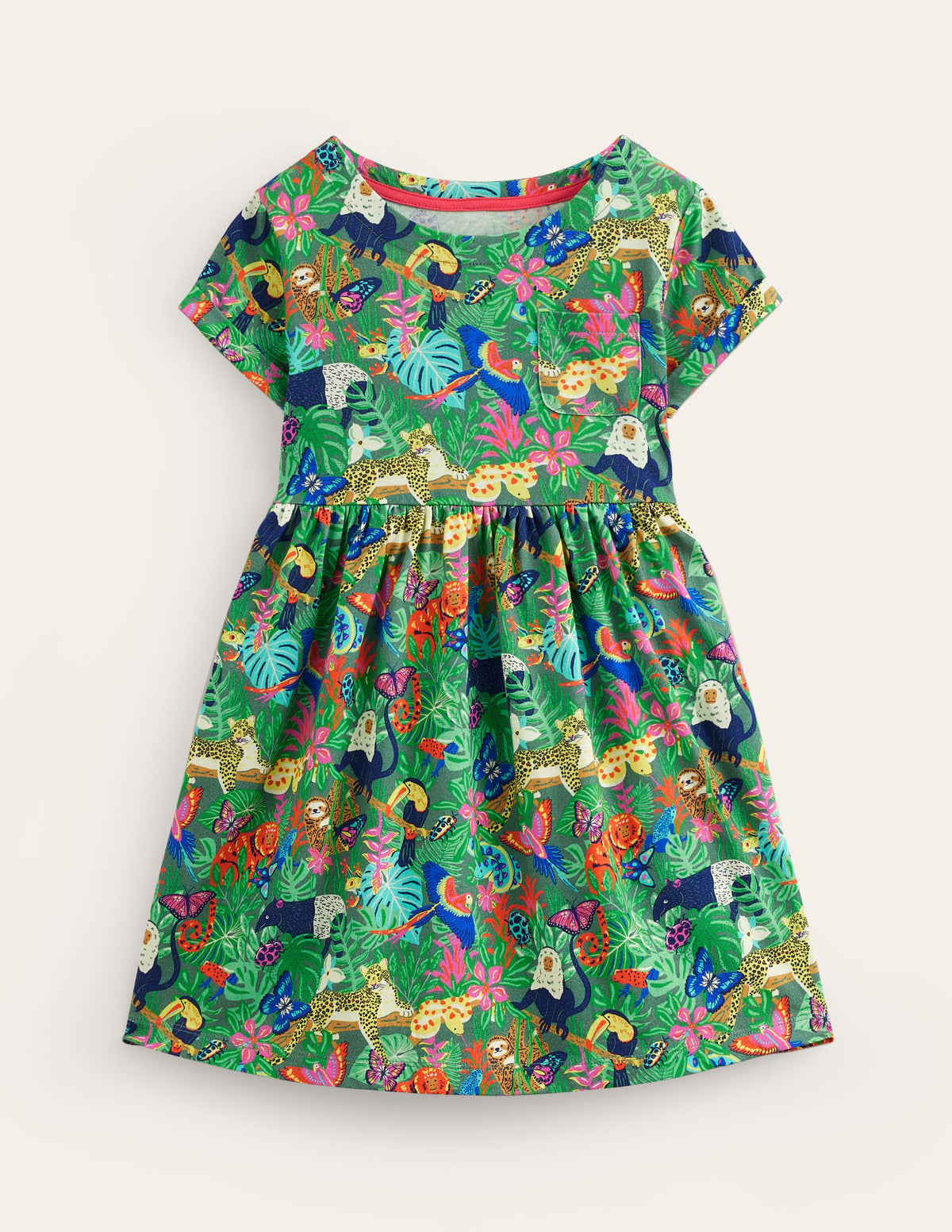Robe fun à manches courtes en jersey-Forêt tropicale vert épicéa-1