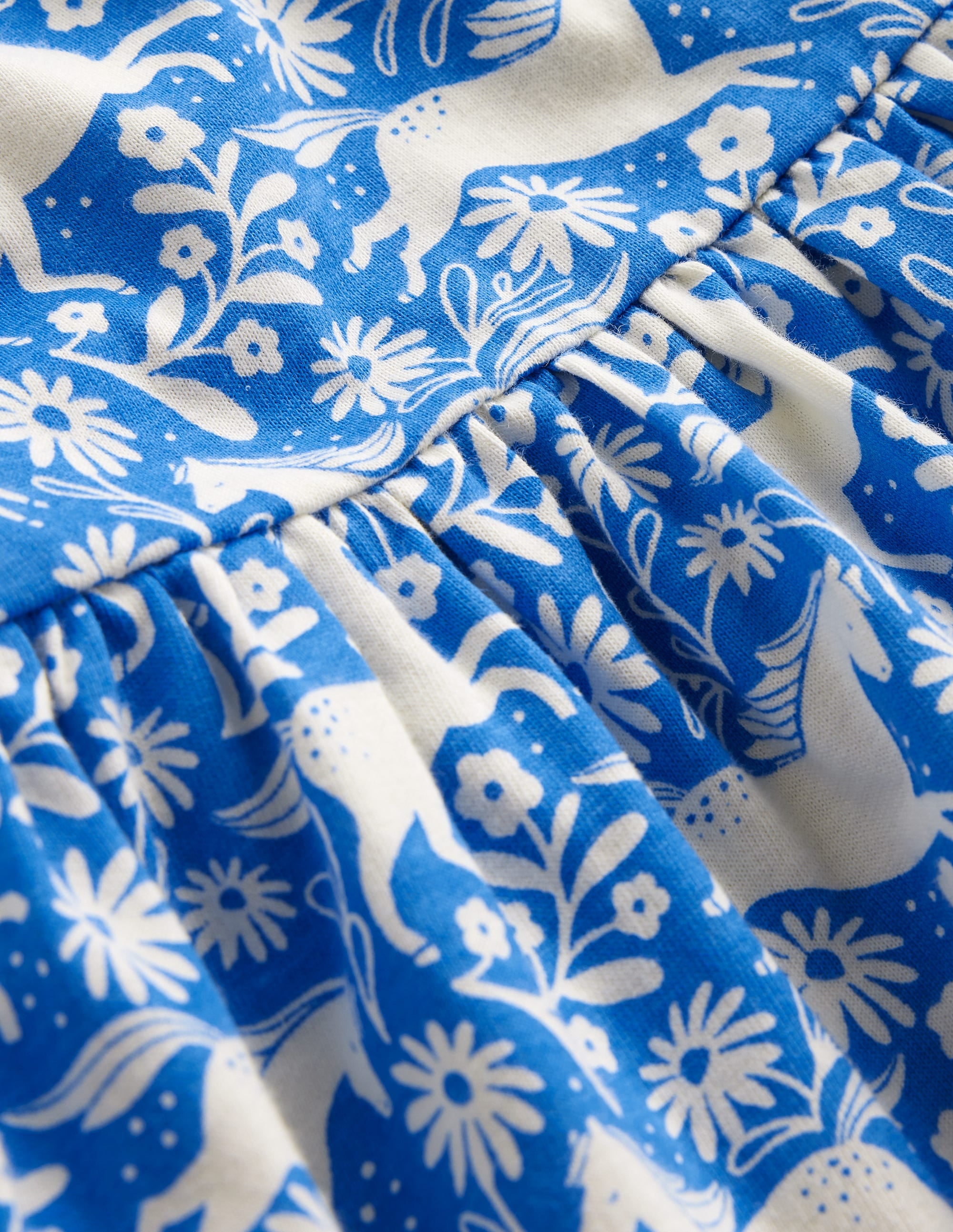 Robe fun à manches courtes en jersey-Chevaux bleu plume de paon - Image 3