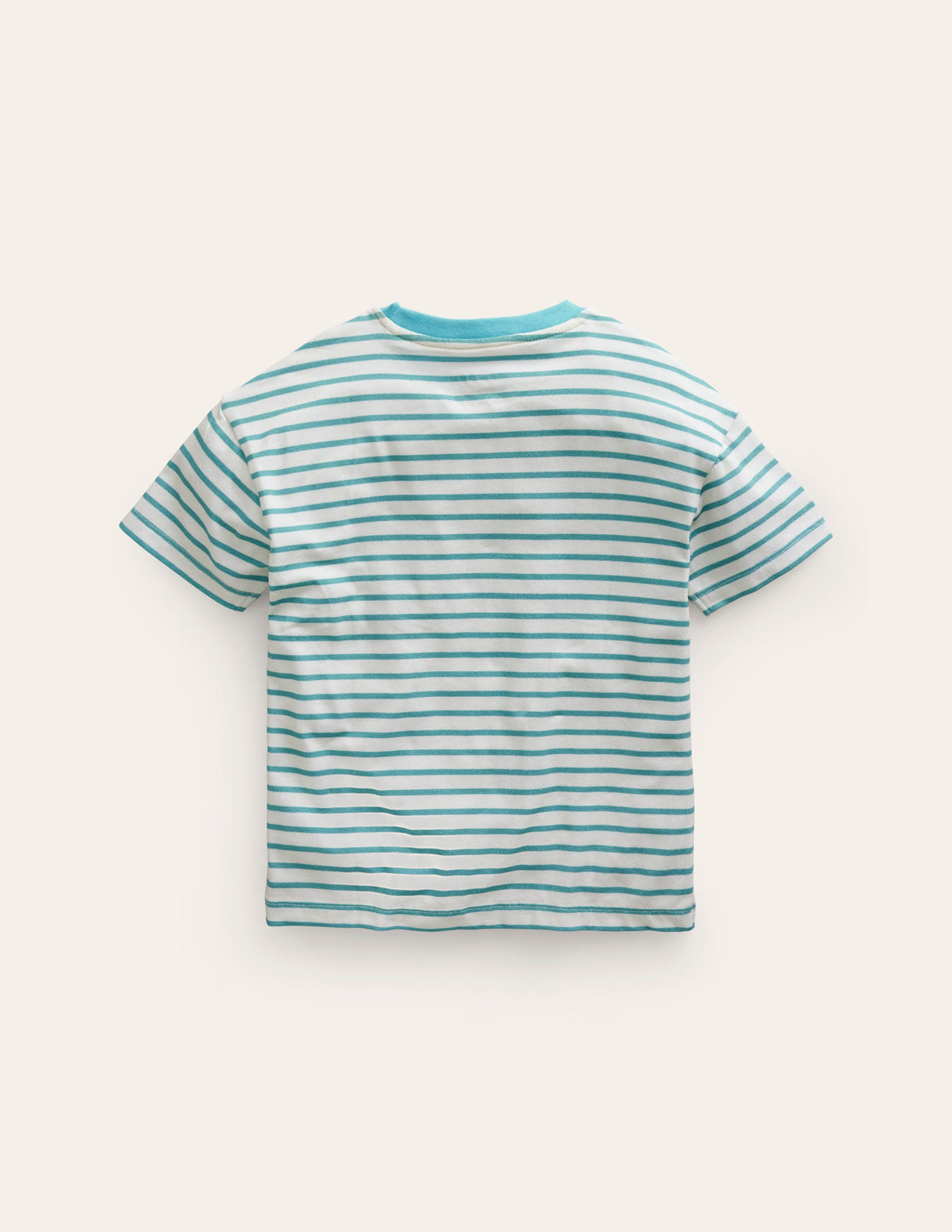 Lockeres T-Shirt aus Bouclé-Naturweiß/ Aqua Meer Ananas - Image 2