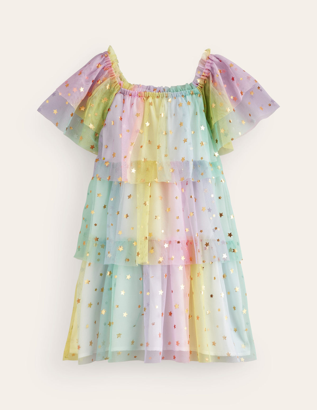 Robe à volants en tulle-Étoile métallisée dorée dégradé multi - Image 2