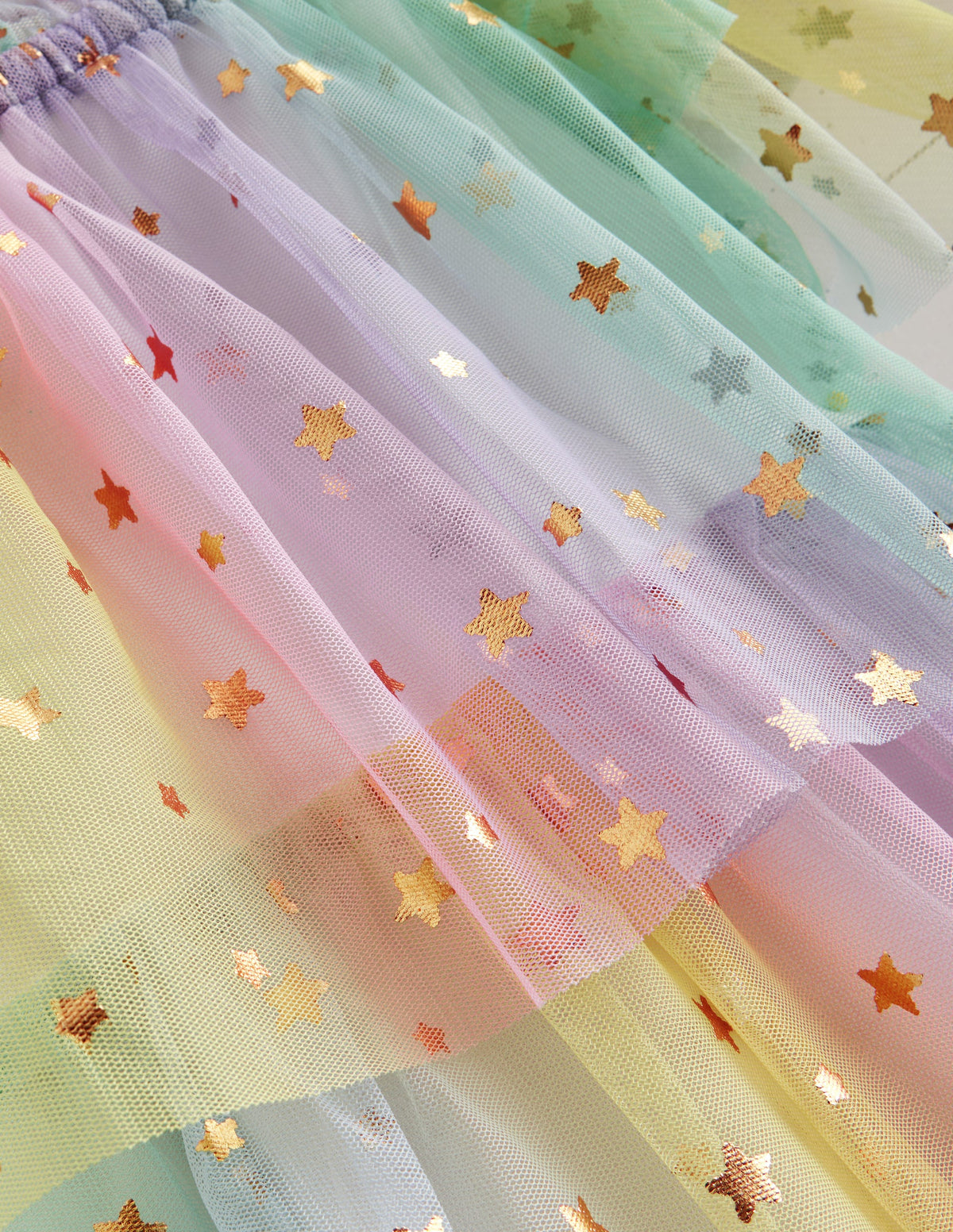 Robe à volants en tulle-Étoile métallisée dorée dégradé multi - Image 3
