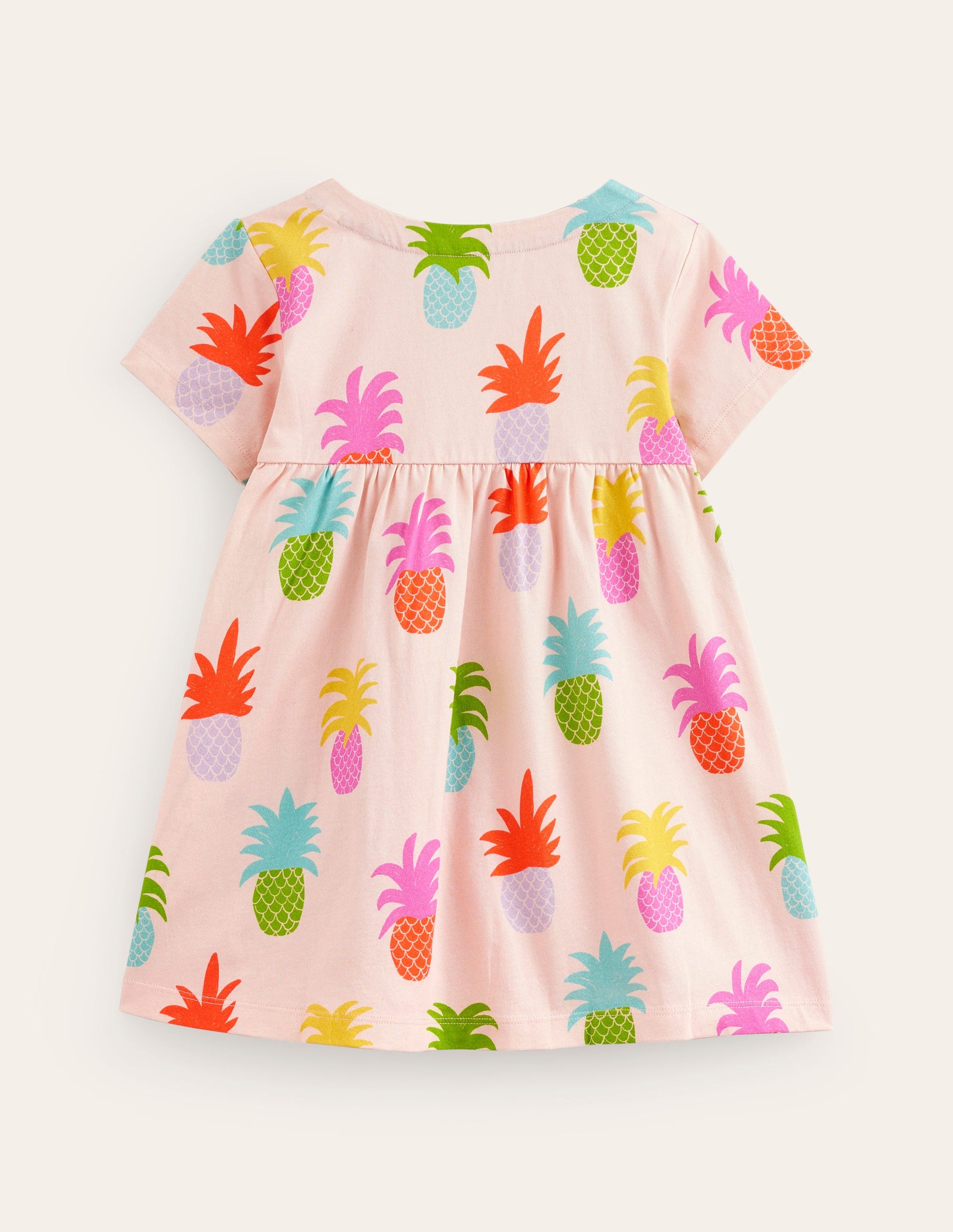 Kurzärmlige Tunika mit Muster-Blütenrosa Ananas-2