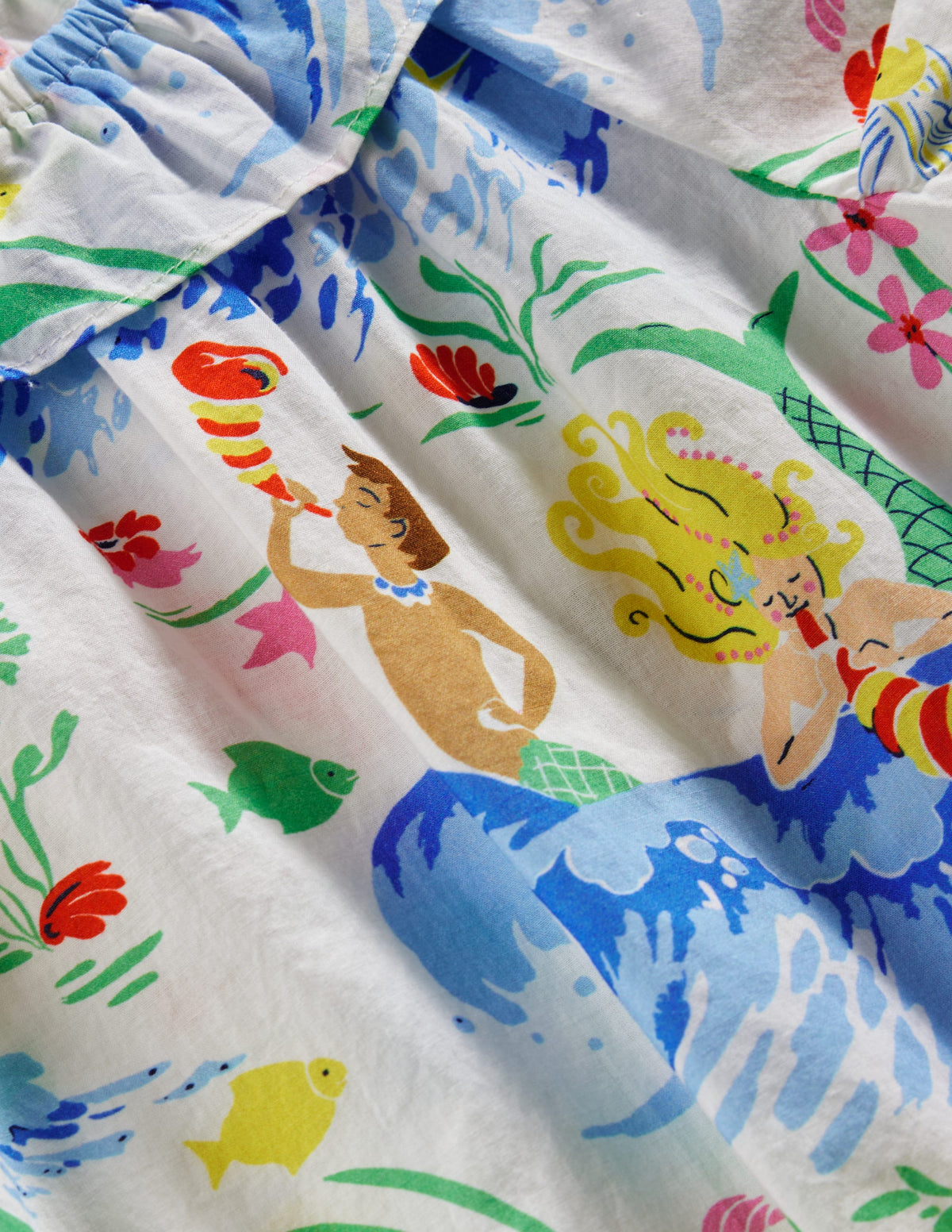 Robe tissée à col volanté-Bébés aquatiques ivoire-3