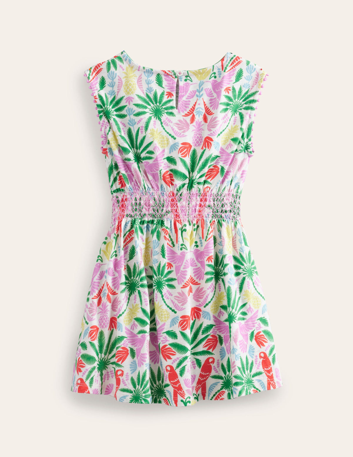 Jerseykleid mit geraffter Taille-Bunt Regenbogen Palme-5