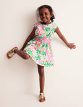 Jerseykleid mit geraffter Taille-Bunt Regenbogen Palme