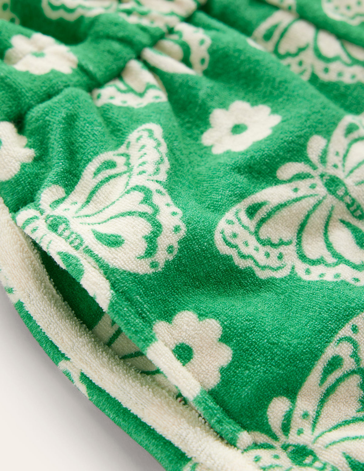 Strappy Towelling Playsuit-Pea Green Butterfly Stamp - Image 3