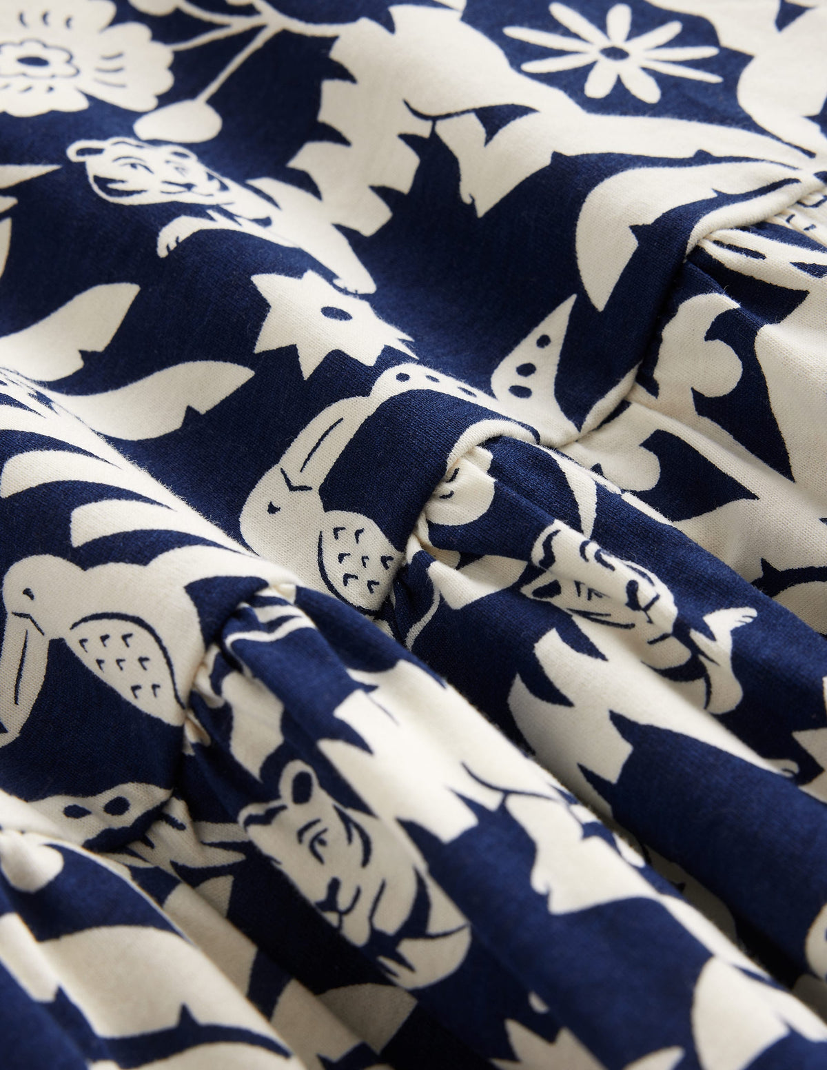 Trägerkleid mit tiefer Taille-Schuluniform-Marineblau Tiere Holzblock - Image 3