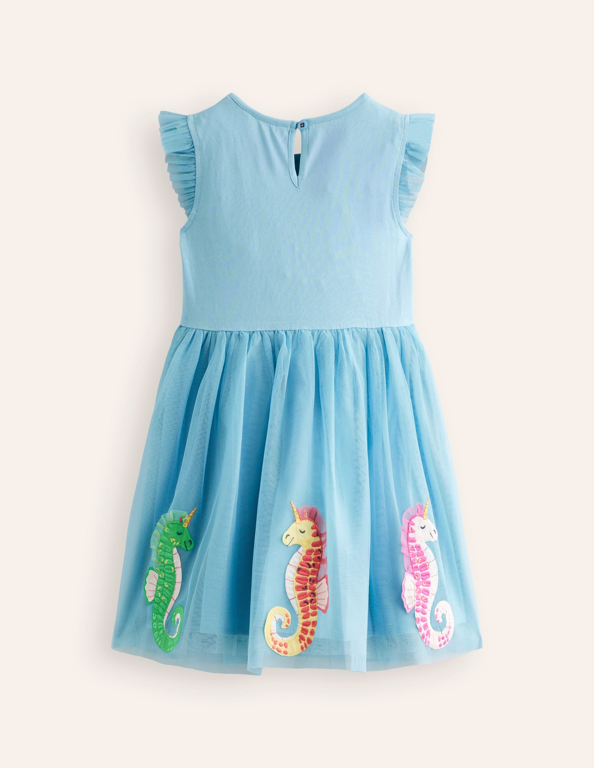 Jerseykleid mit Tüllrock und Applikation-Aqua Meeresblau Seepferdchen - Image 2