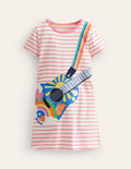 Robe en jersey à grand appliqué-Guitare ivoire/rose saumon