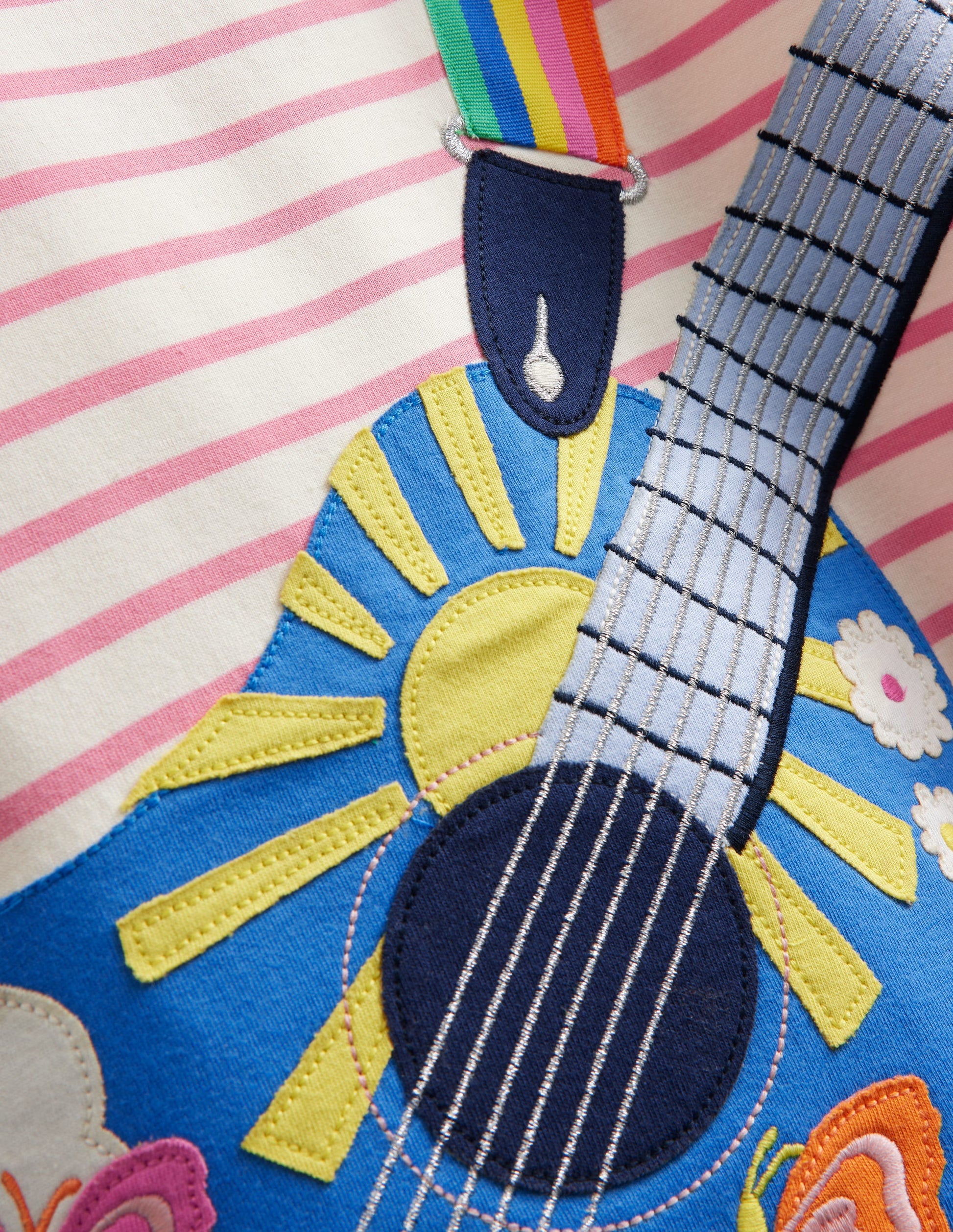 Robe en jersey à grand appliqué-Guitare ivoire/rose saumon-3