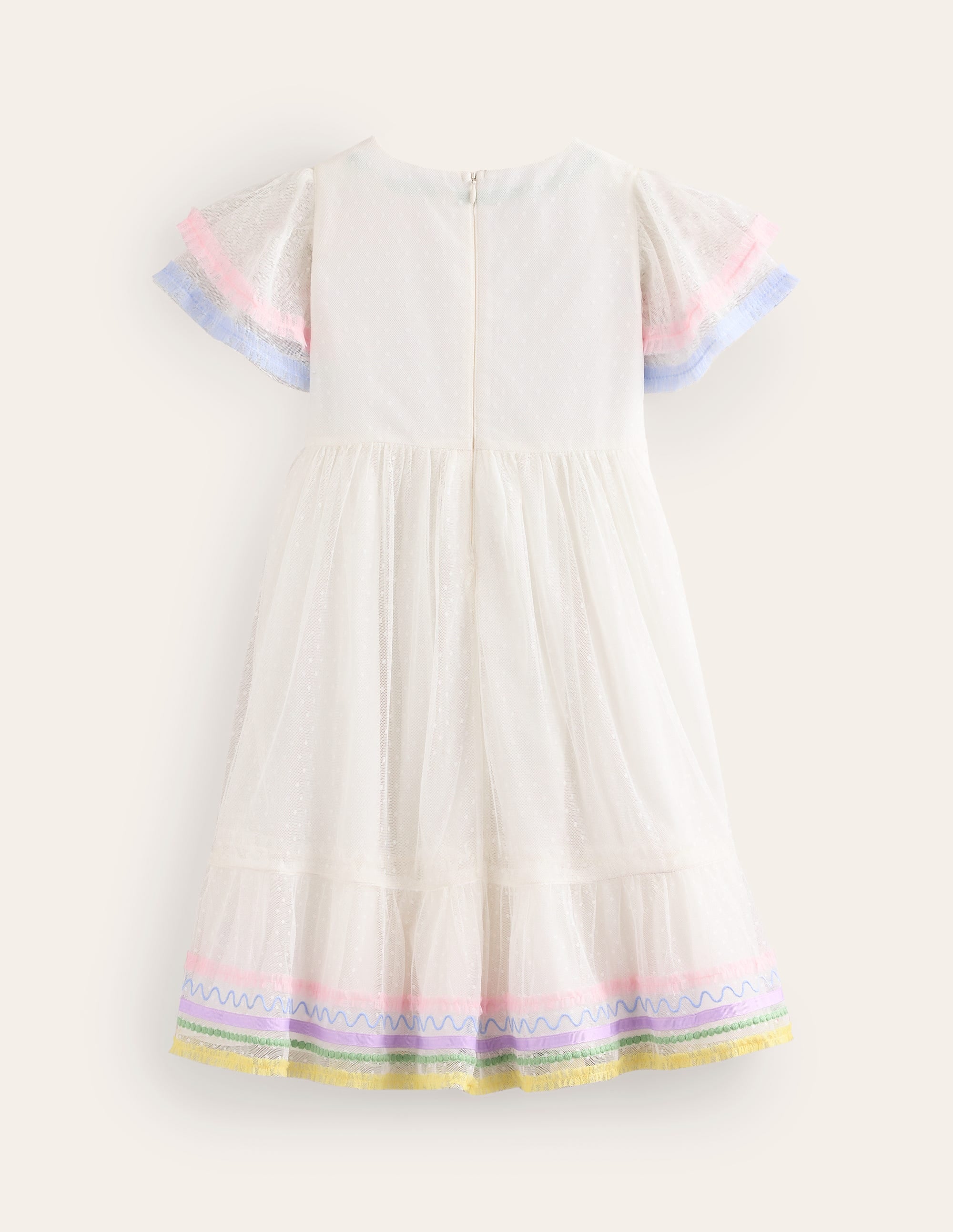 Tüllkleid mit Spitzenbesatz-Naturweiß - Image 2