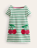 Tunique fun avec poches appliquées-Cerises ivoire/vert petit pois