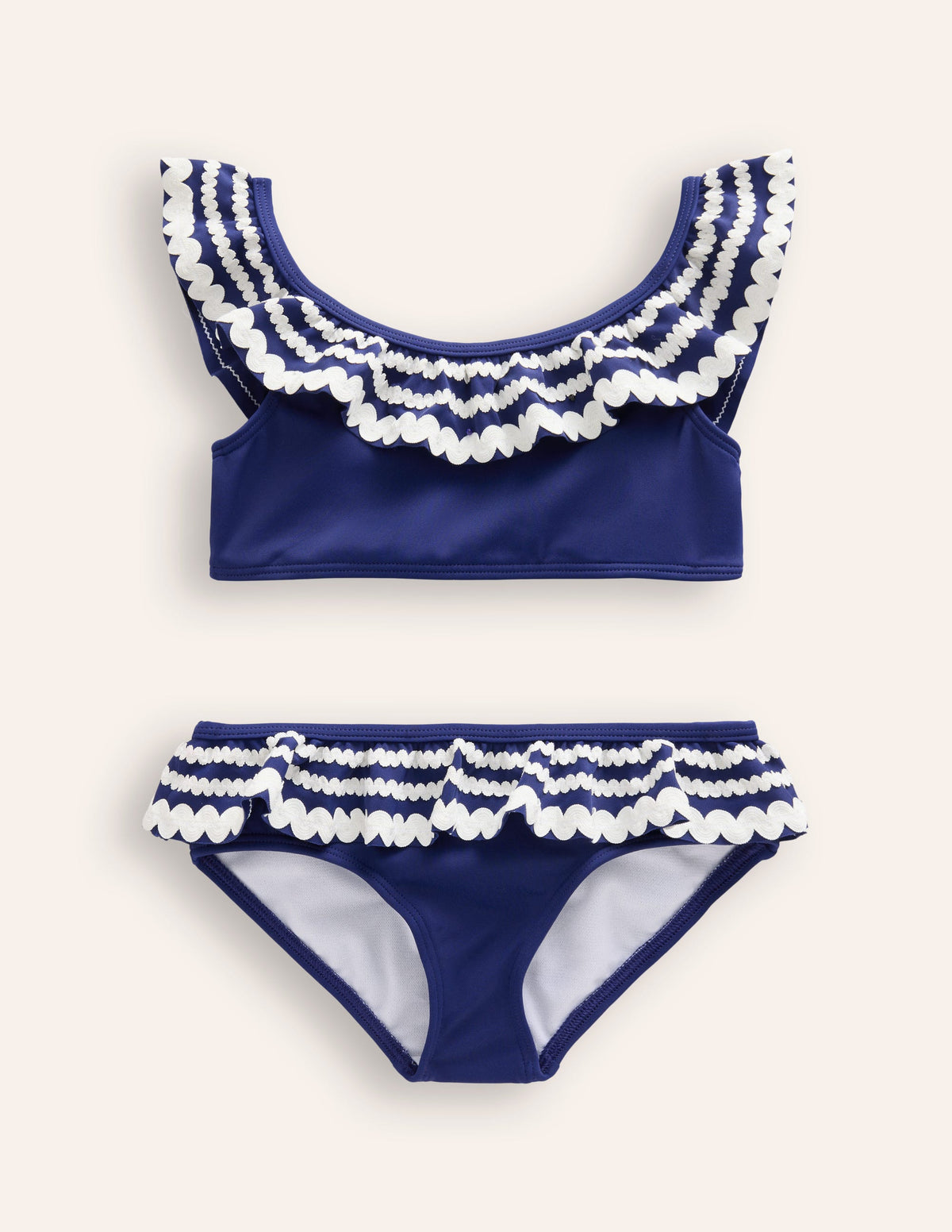 Bikini mit Zackenlitze und Rüschen-Saphirblau - Image 1