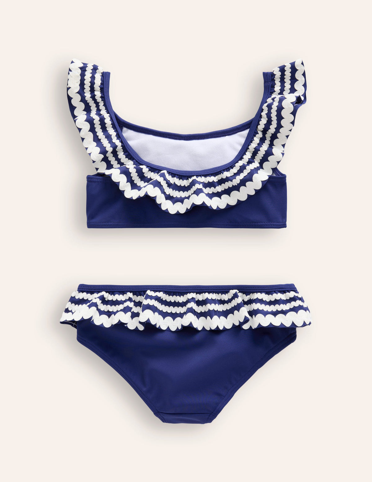 Bikini mit Zackenlitze und Rüschen-Saphirblau-2