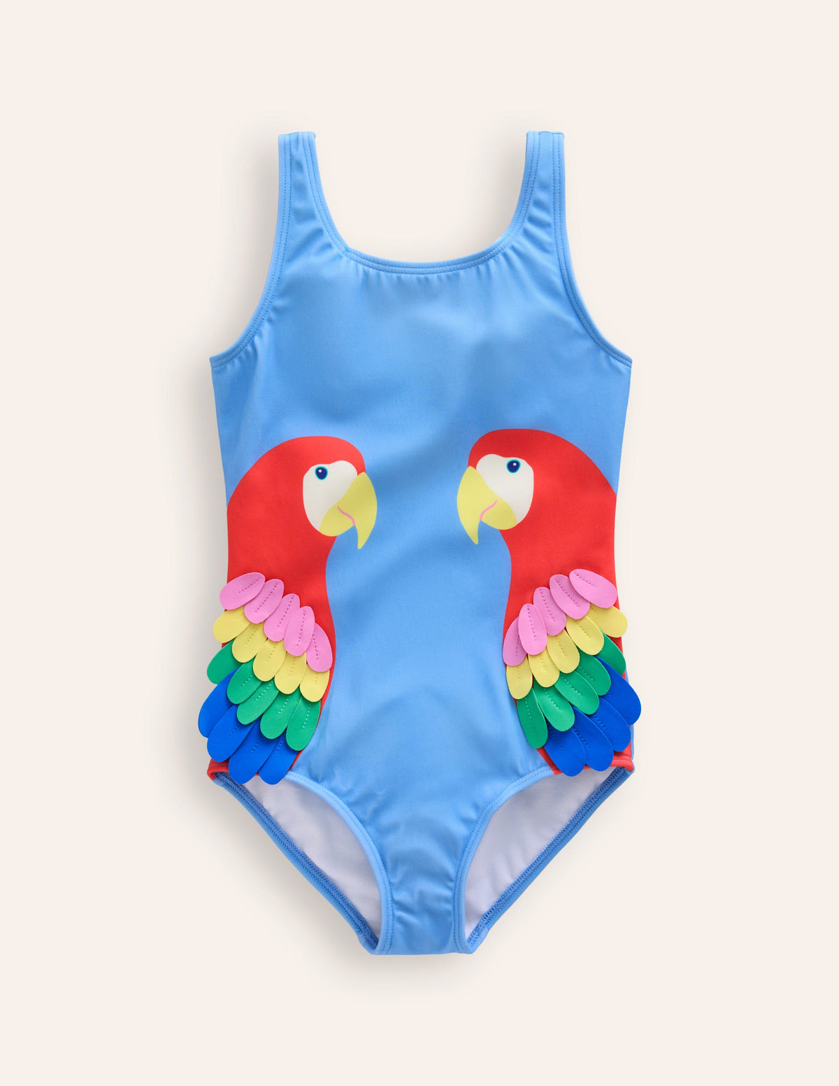 Maillot de bain fun à appliqué-Perroquets bleu vintage - Image 1