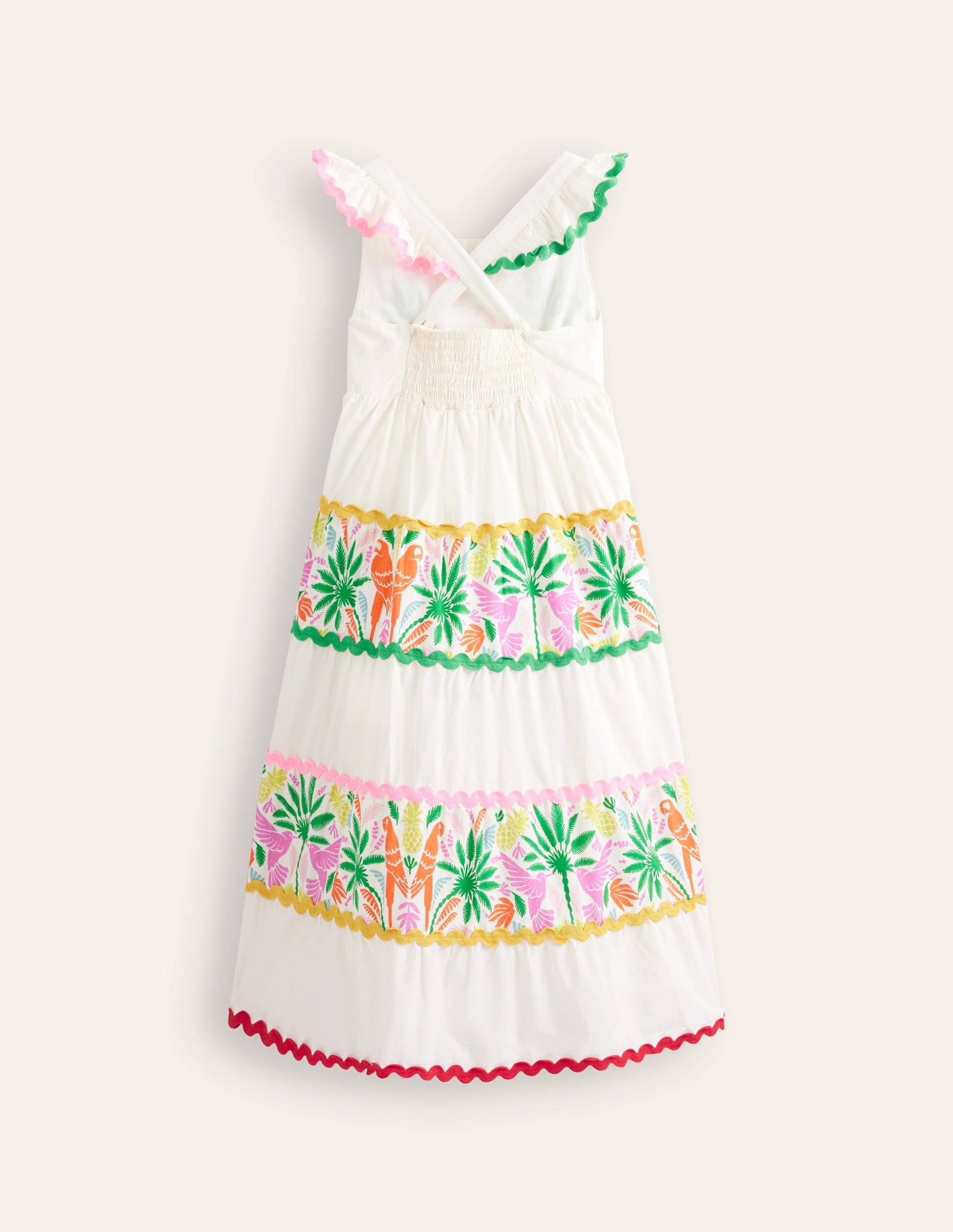 Robe zigzag virevoltante à volants-Palmier arc-en-ciel multi-4