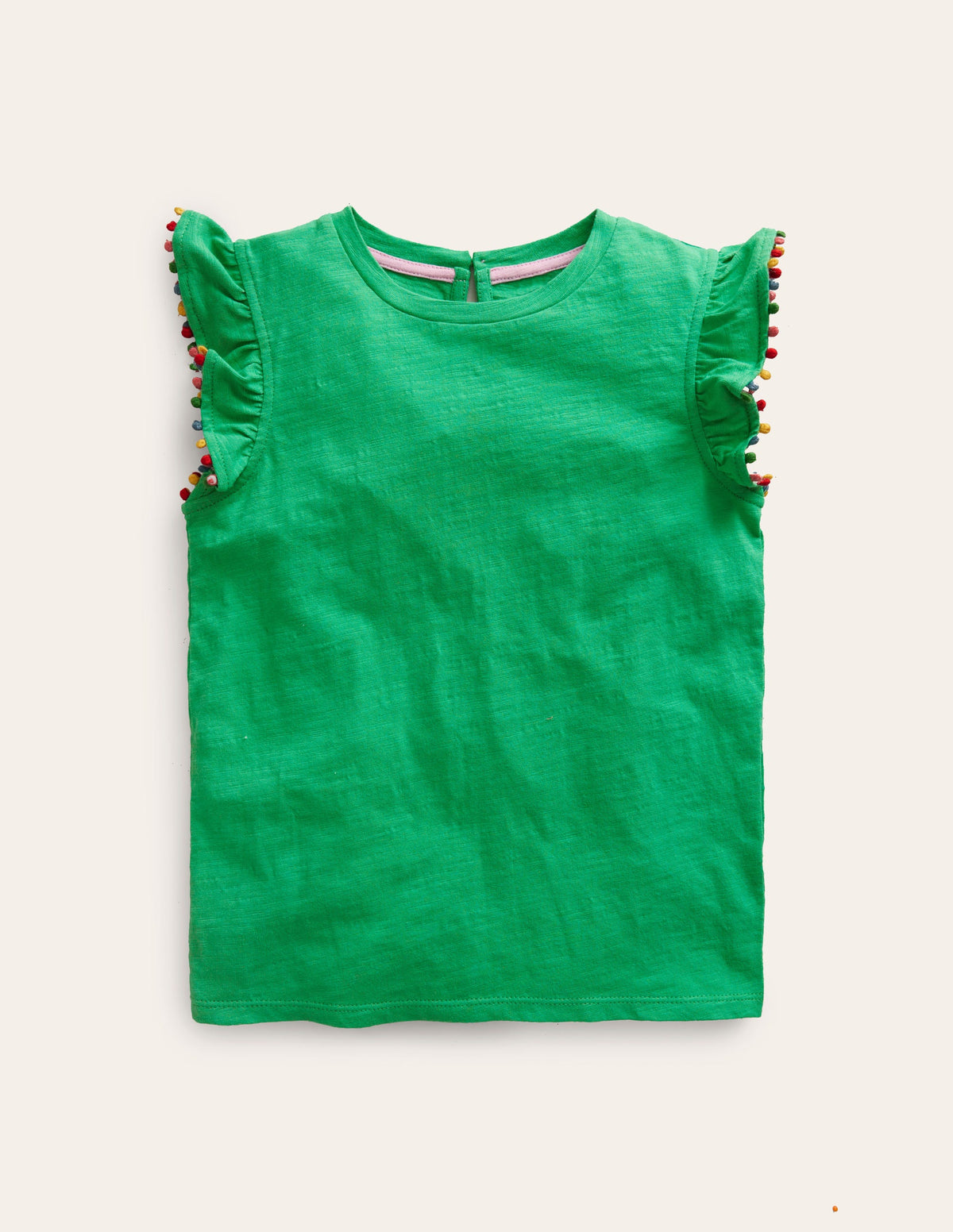 T-Shirt mit Bommelbesatz-Erbsengrün - Image 1