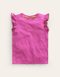 T-Shirt mit Bommelbesatz-Black