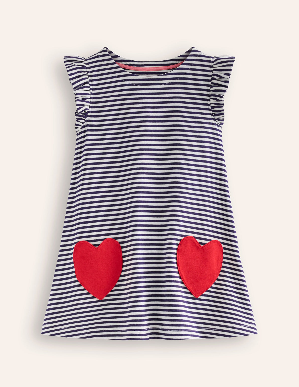 Heart Pocket Frill Tunic-College Navy/ Ivory Hearts - Image 1