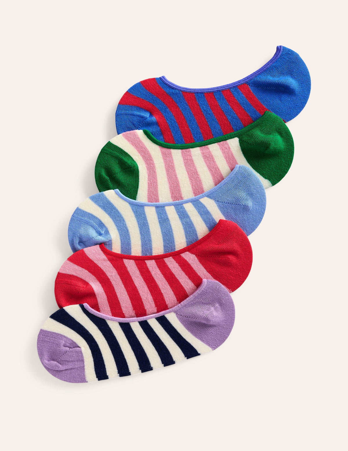 5 paires de chaussettes invisibles-Rayé colourblock multi - Image 1