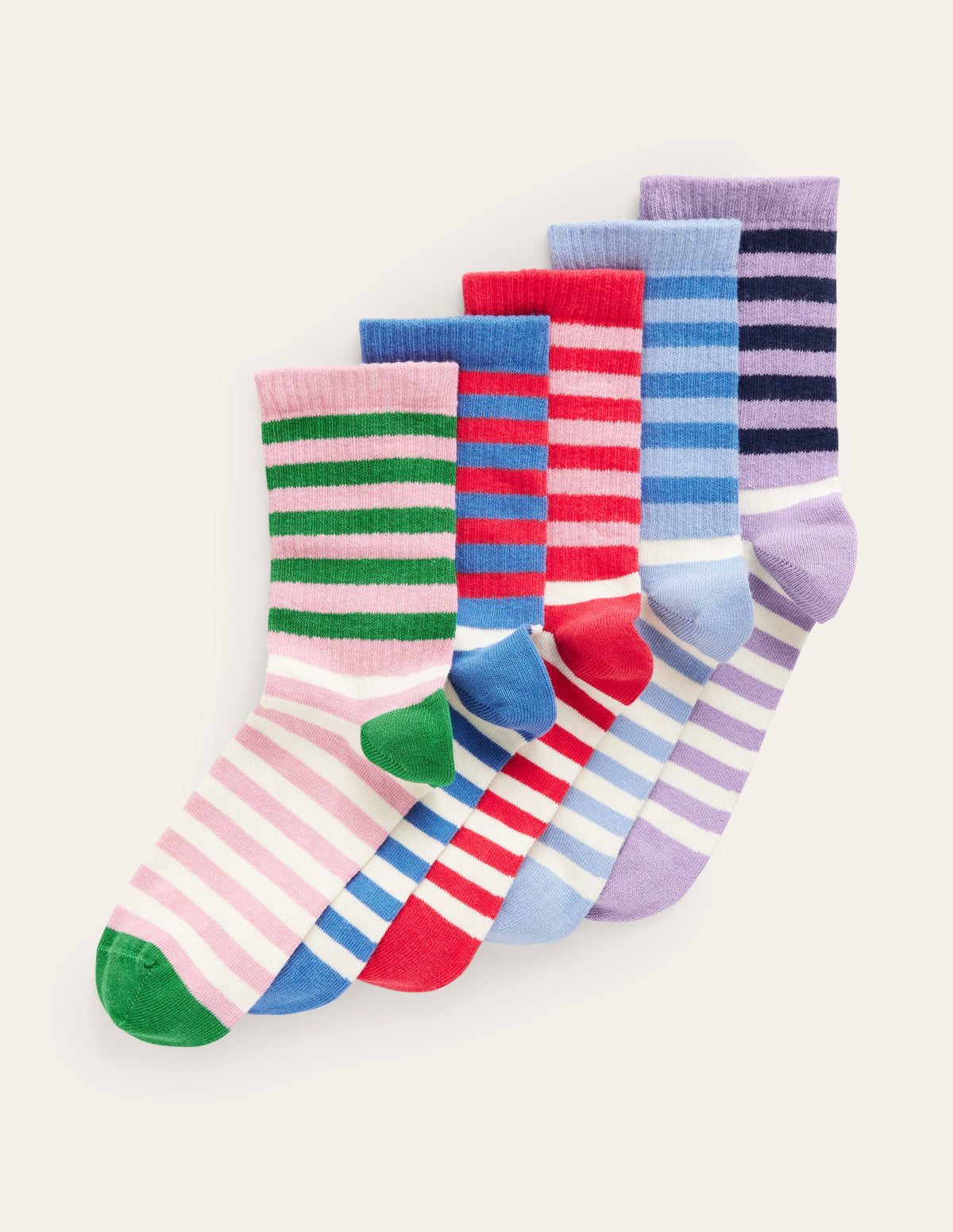 Rippstrick-Knöchelsocken im 5er Pack-Bunt Blockfarben Streifen - Image 1