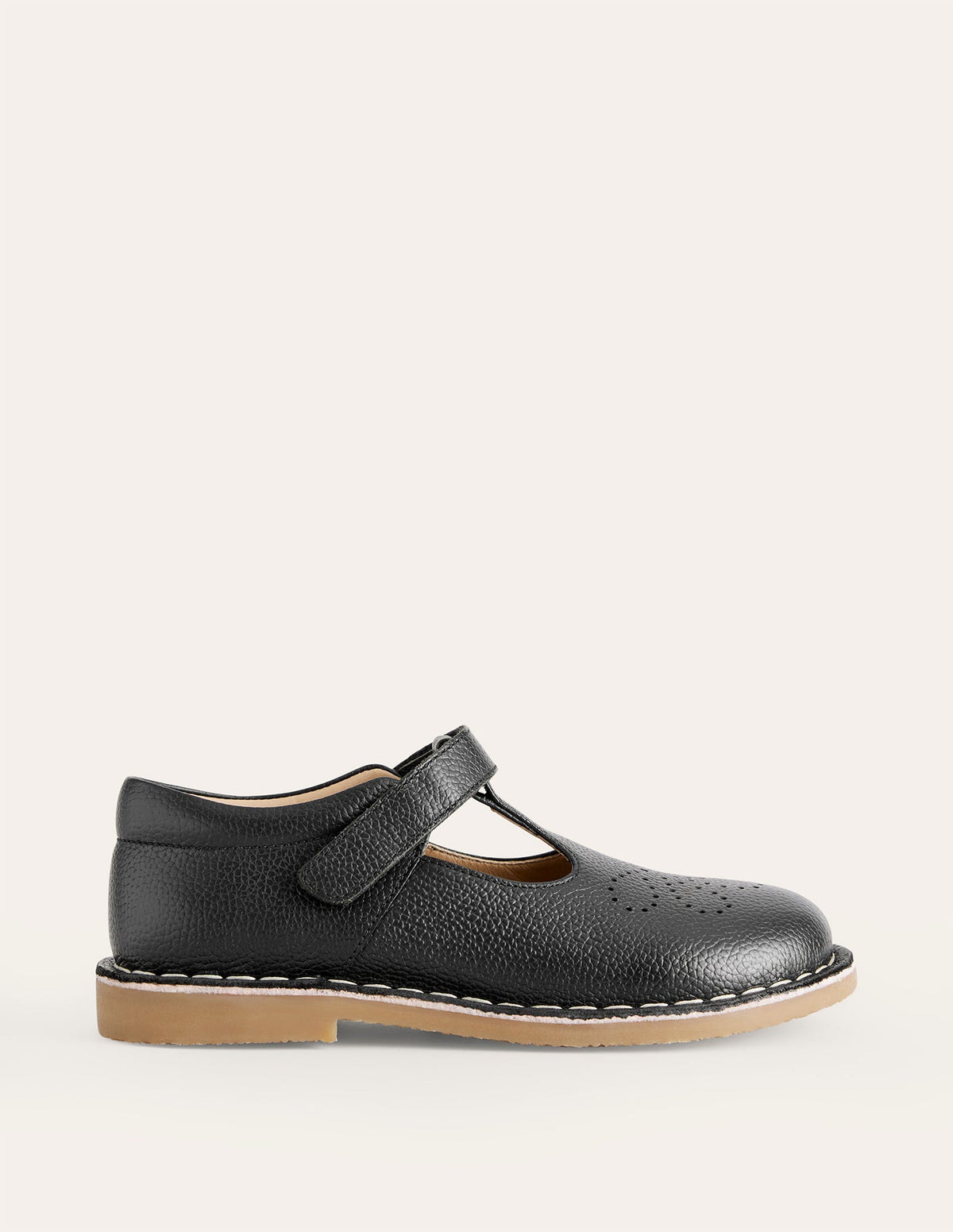 Flache Schuhe aus Leder mit T-Steg-Schwarz - Image 1