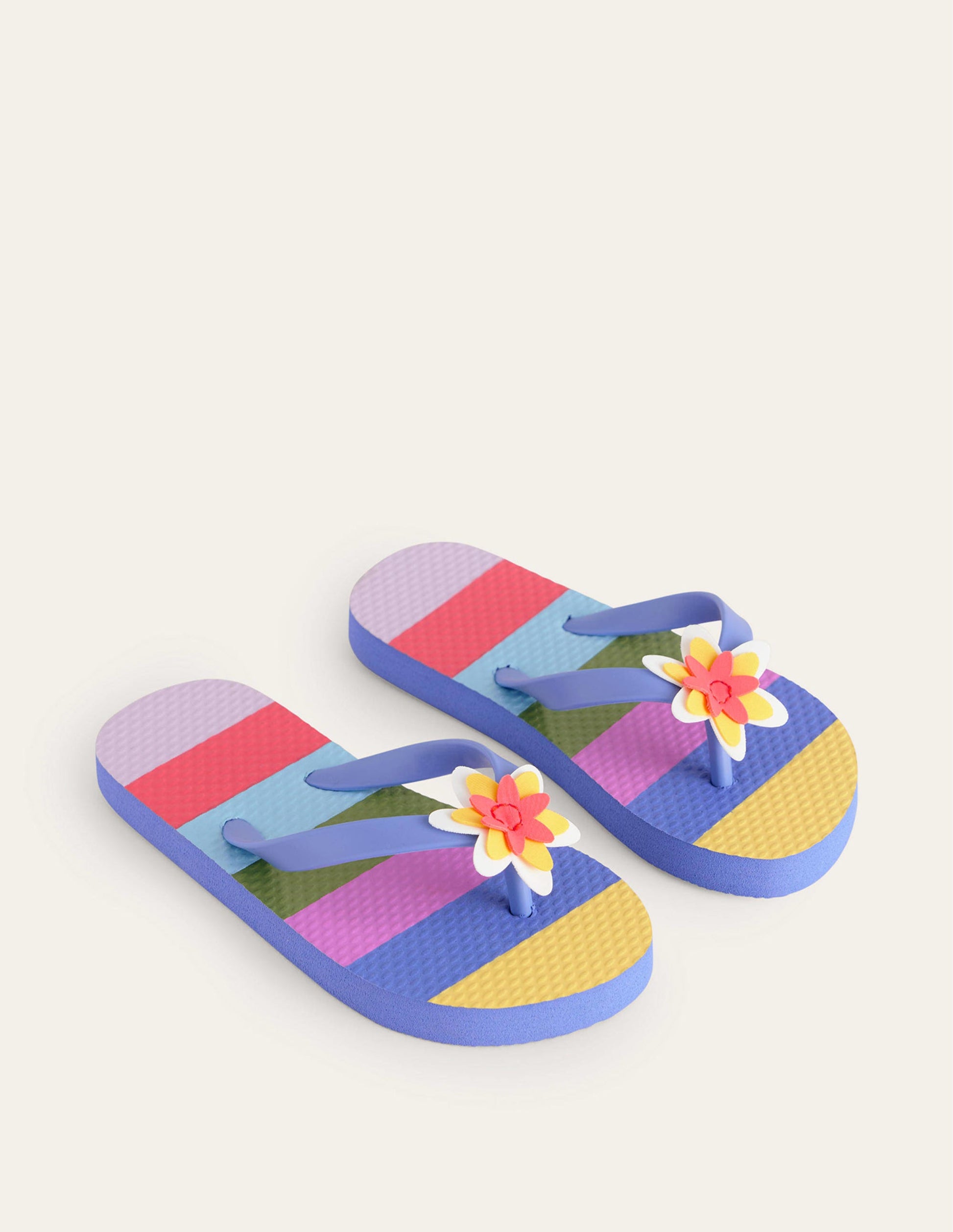 Lustige Flip-Flops-Ackerbohnengrün/Pink, Gestreift-2