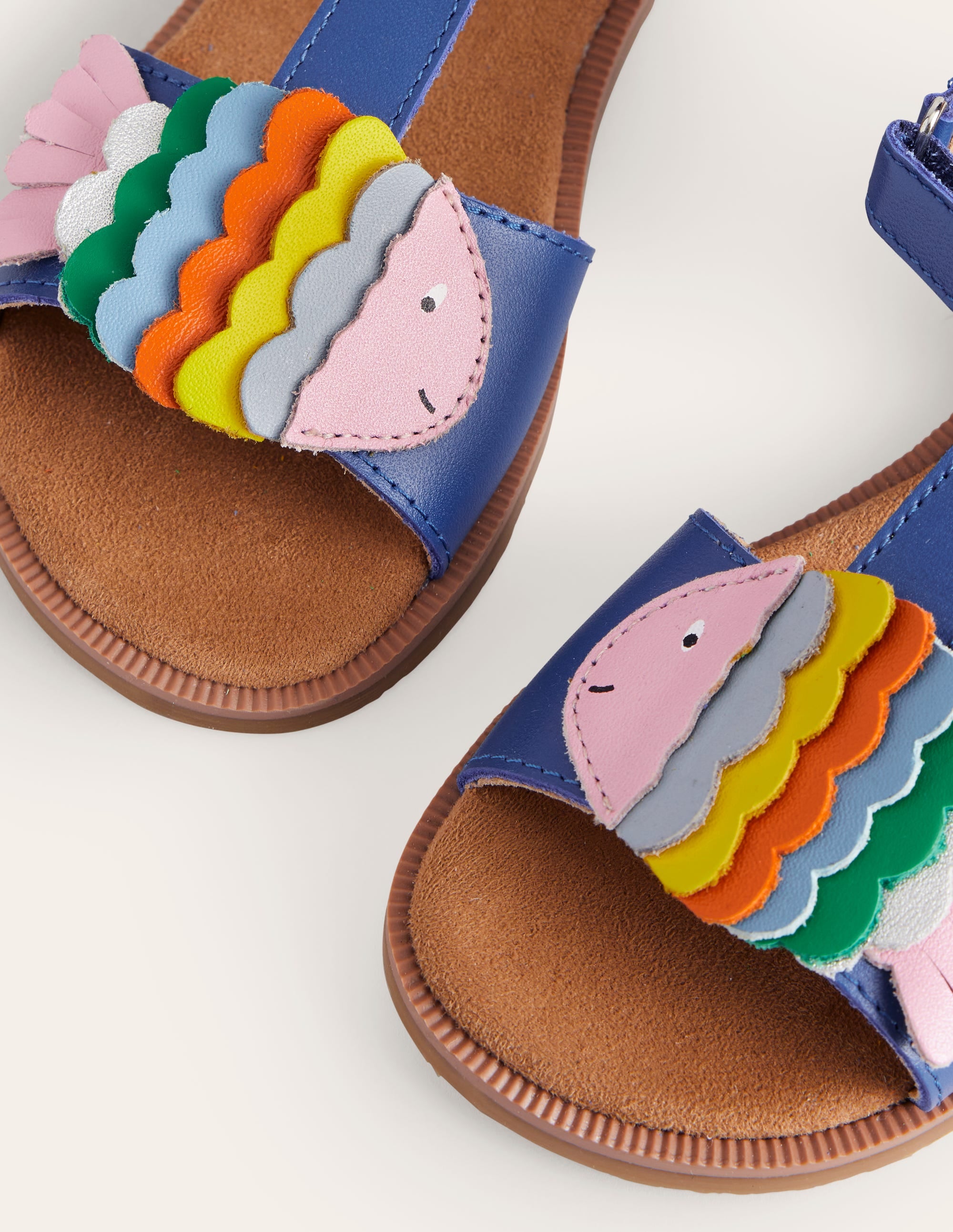 Fun Leather Sandals-Blue Multi Fish - Image 3