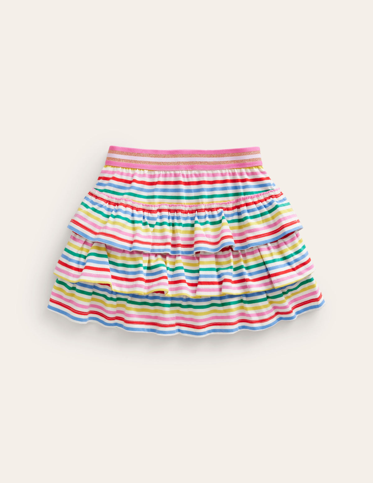 Jupe-short volantée en jersey-Rayé multi-2
