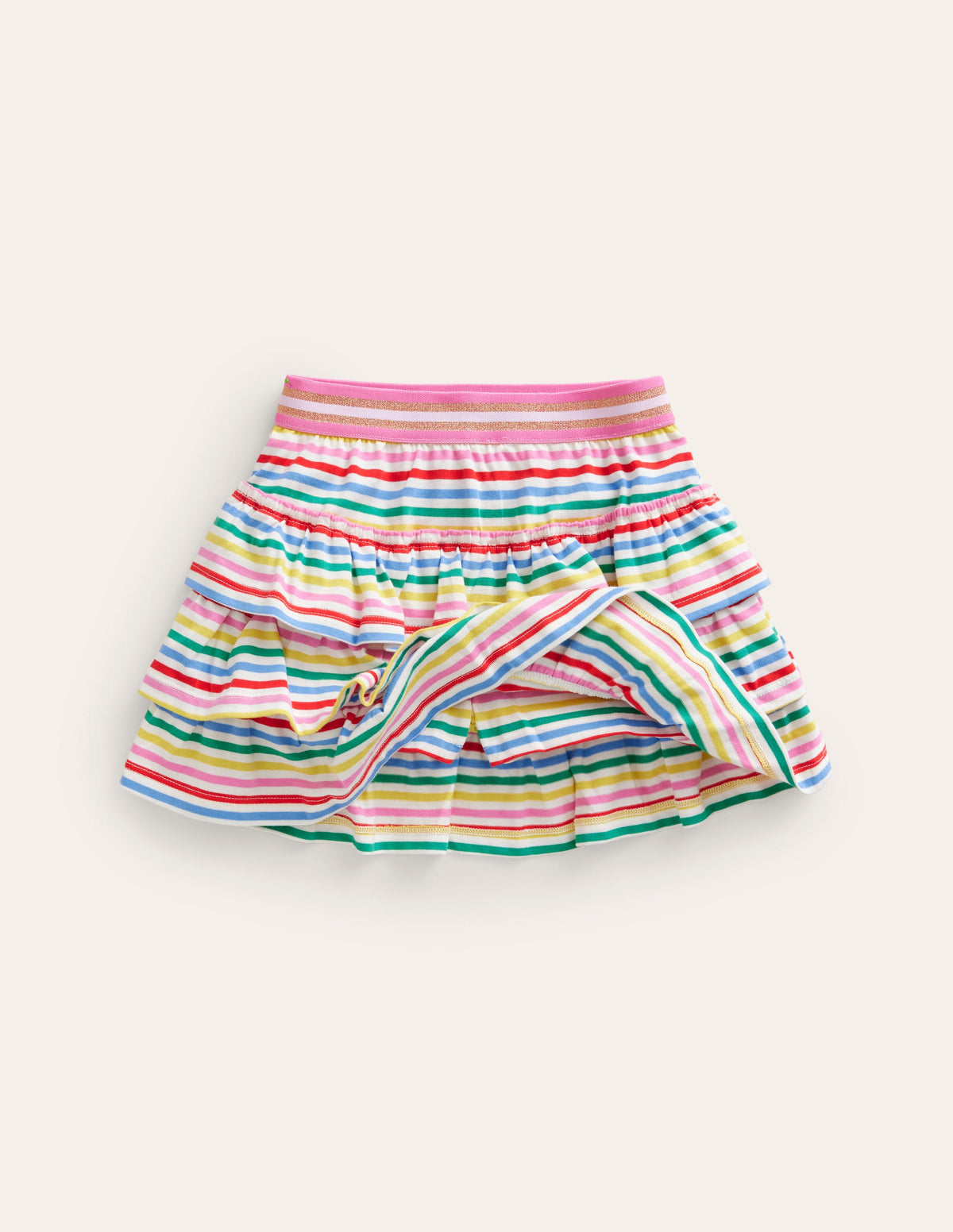 Jupe-short volantée en jersey-Rayé multi-4
