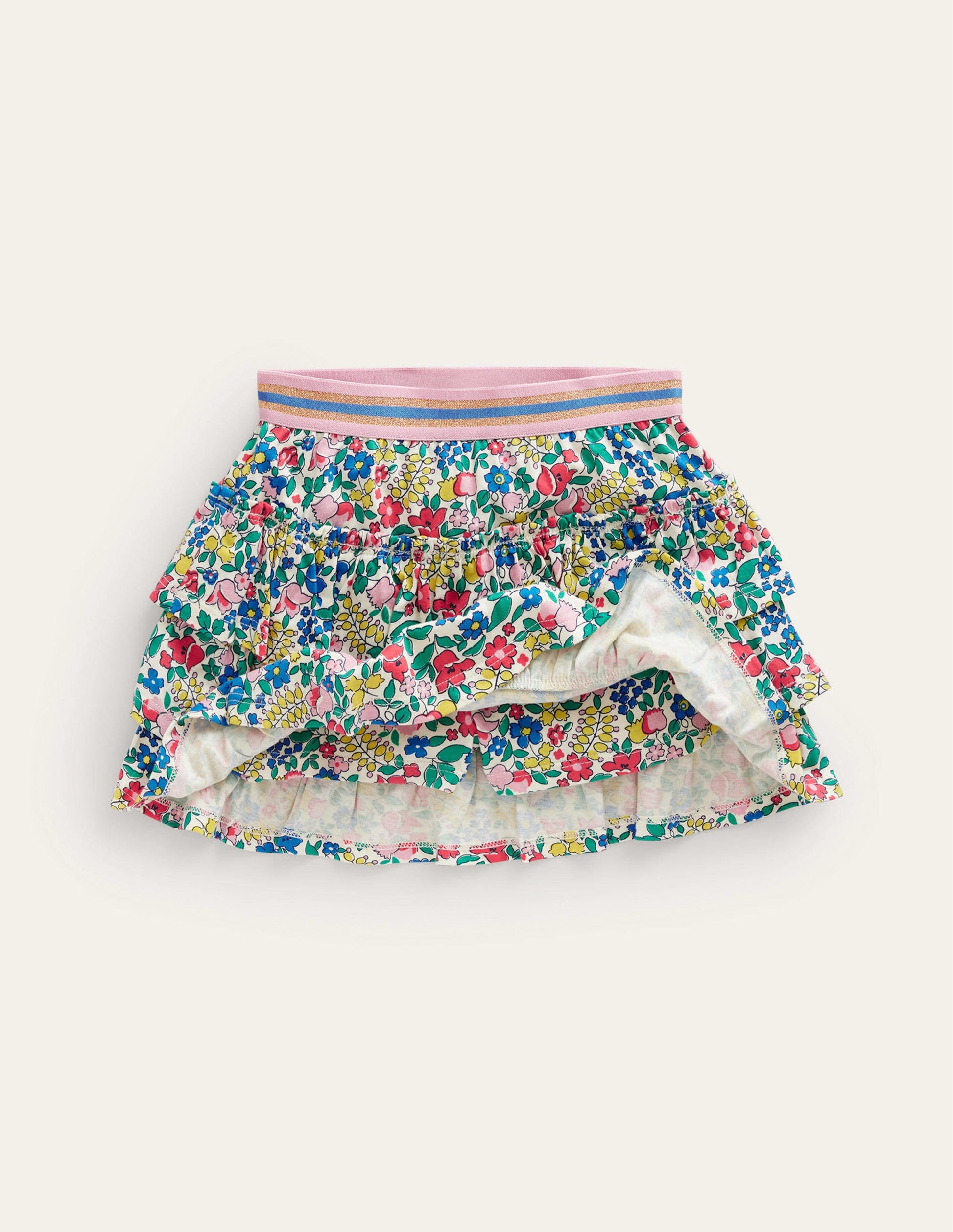 Jupe-short volantée en jersey-Lit de fleurs multi-4